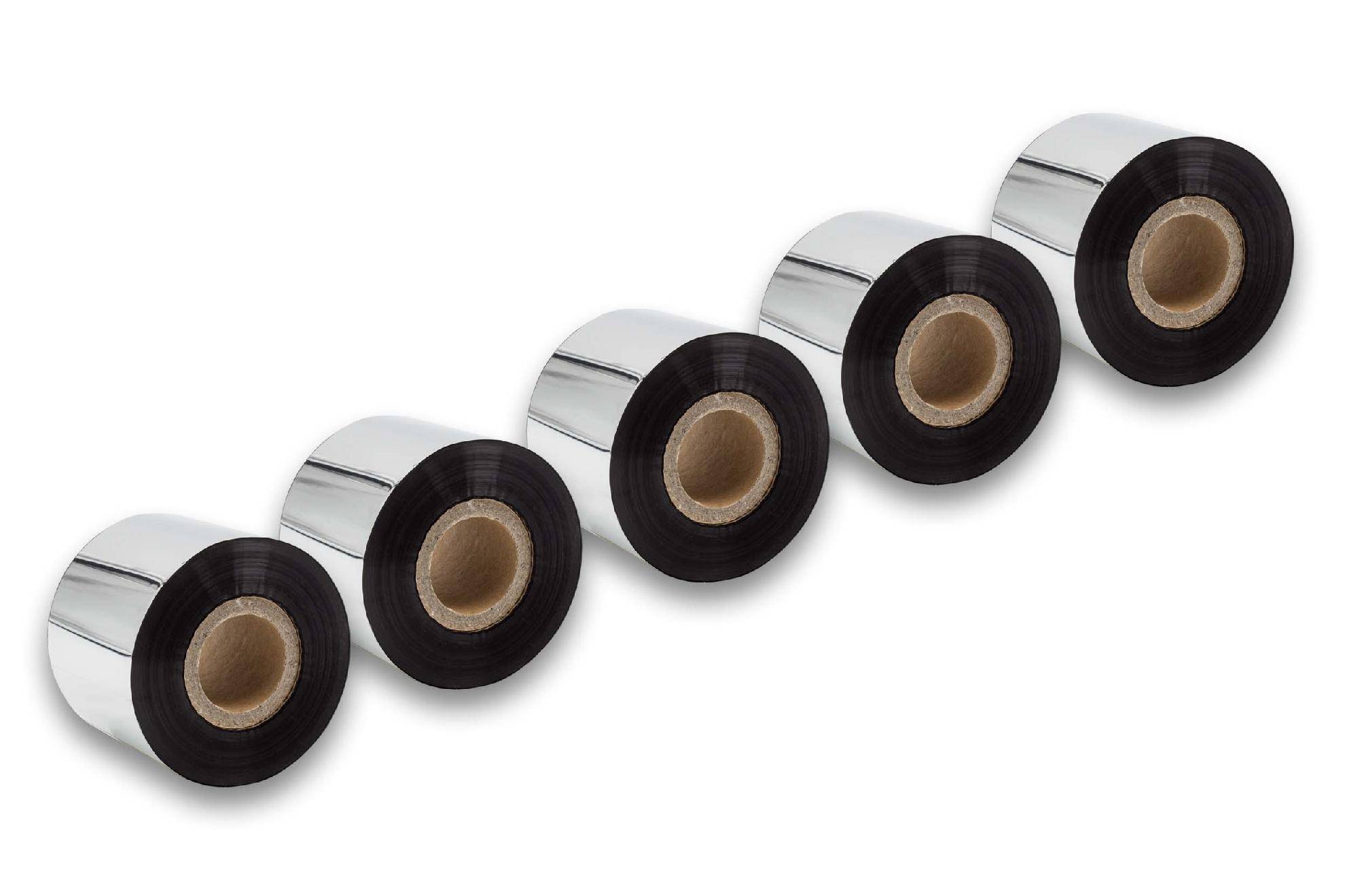 vhbw 5x Thermotransfer-Band kompatibel mit Valentin Genio 104, 144, 216 Drucker Etikettendrucker - Thermoband, Wischfest, 50 mm x 300 m, Schwarz