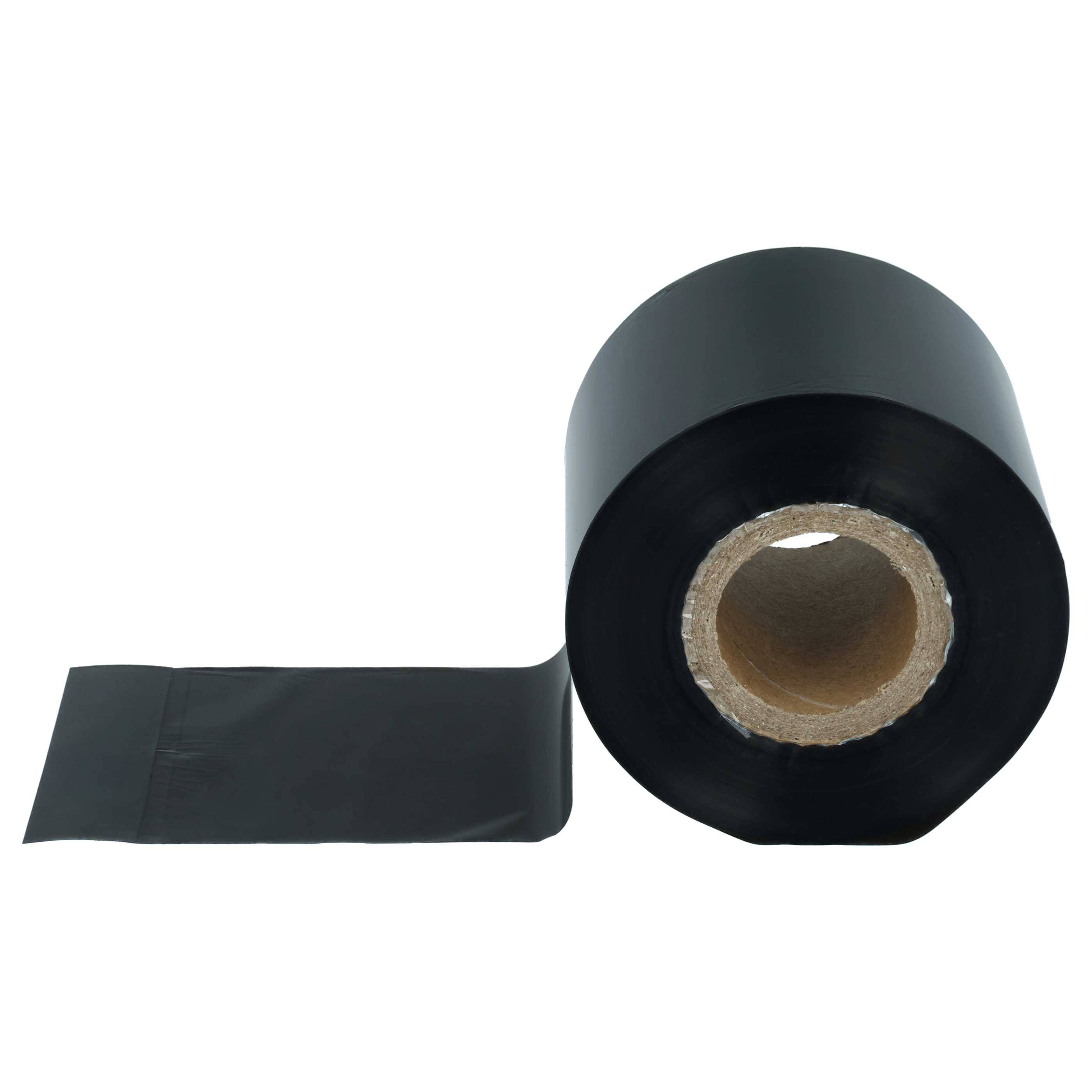 Schwarze Klebeband-Rolle mit einem teilweise abgerollten Streifen auf weißem Hintergrund.