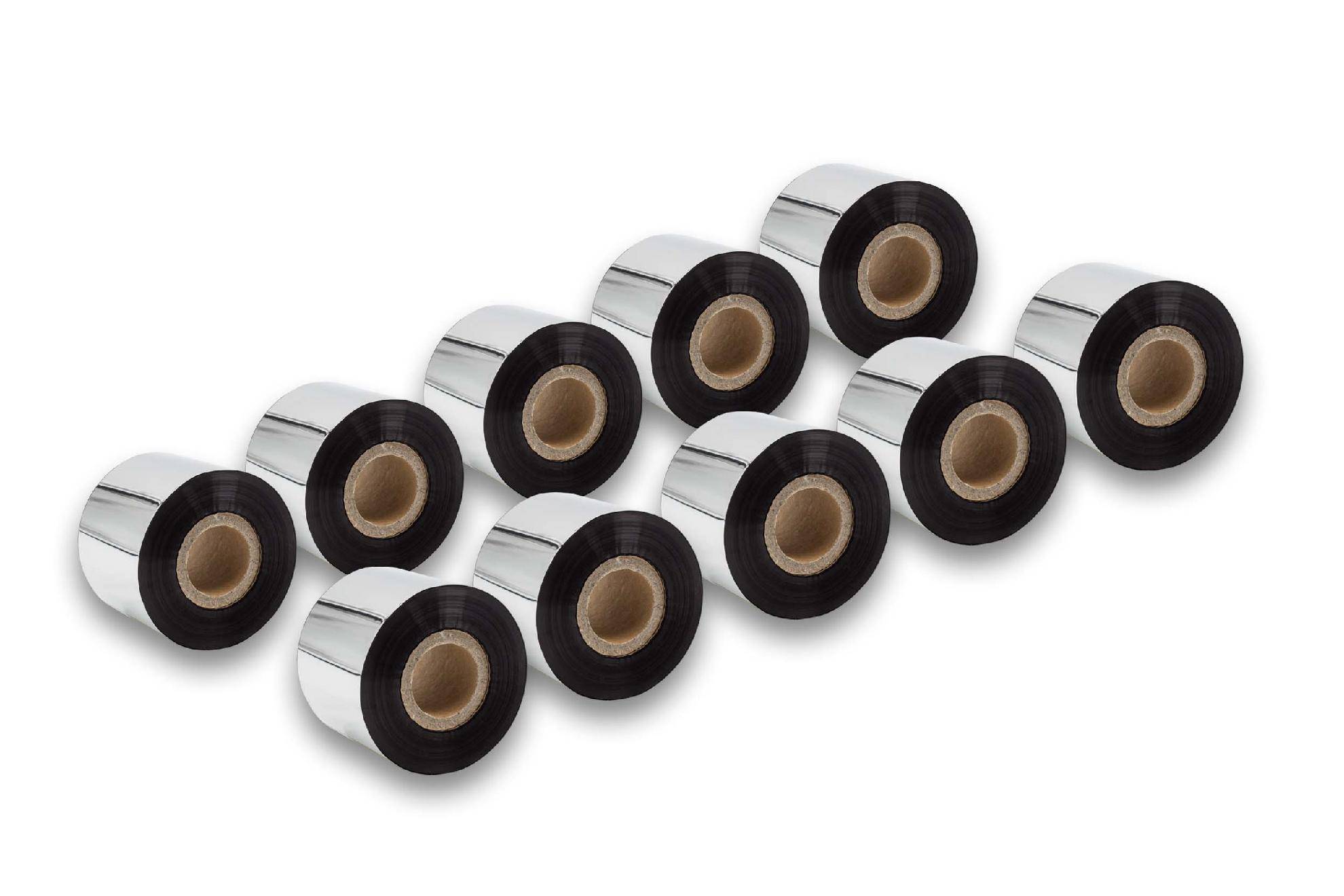 vhbw 10x Thermotransfer-Band kompatibel mit TSC TTP-268M, TTP-343 Plus Drucker Etikettendrucker - Thermoband, Wischfest, 50 mm x 300 m, Schwarz