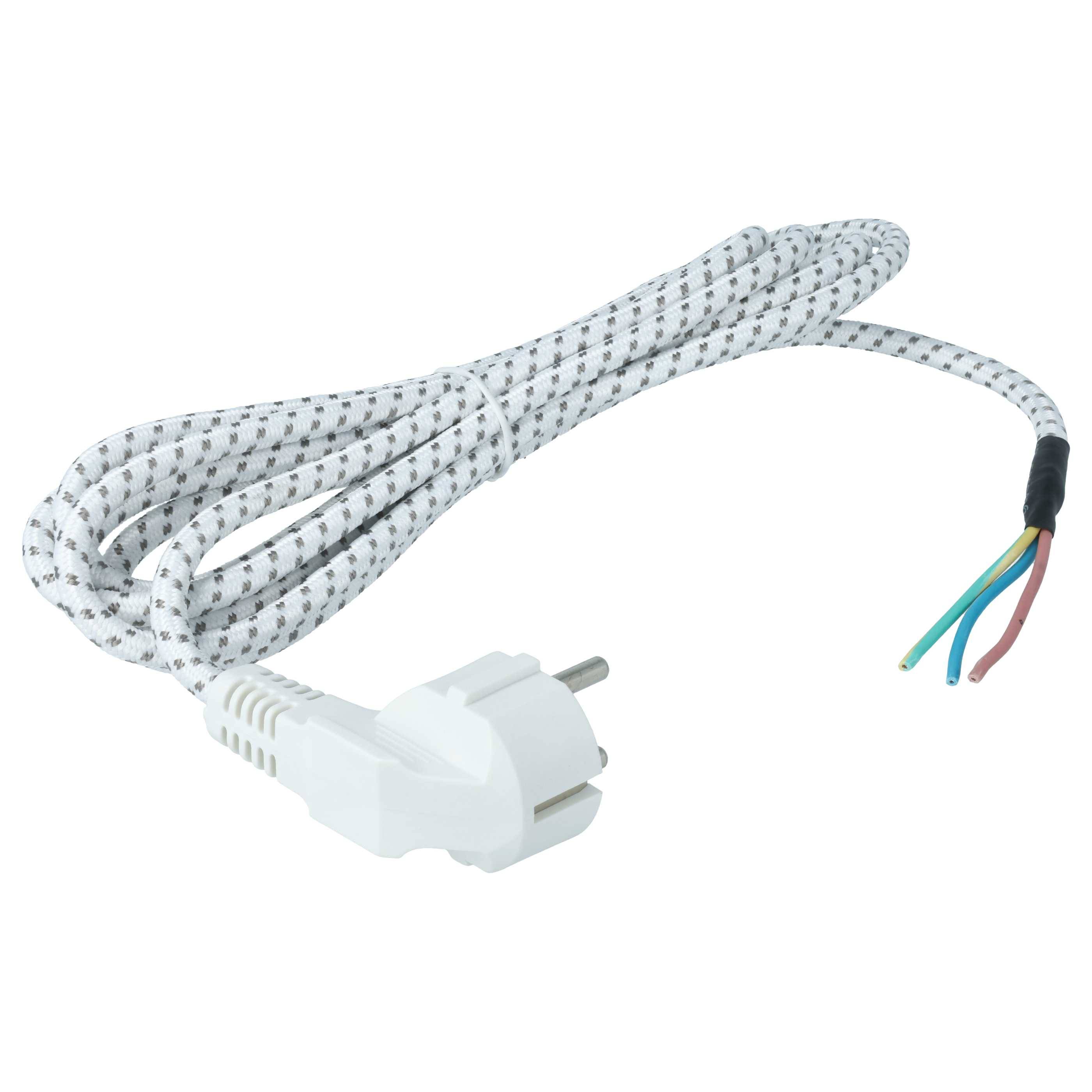 vhbw Universal Stromkabel, Anschlussleitung kompatibel mit Bügeleisen (2.80m) - flexible, robust, passgenau mit Schutzkontakt-Stecker und Aderenden