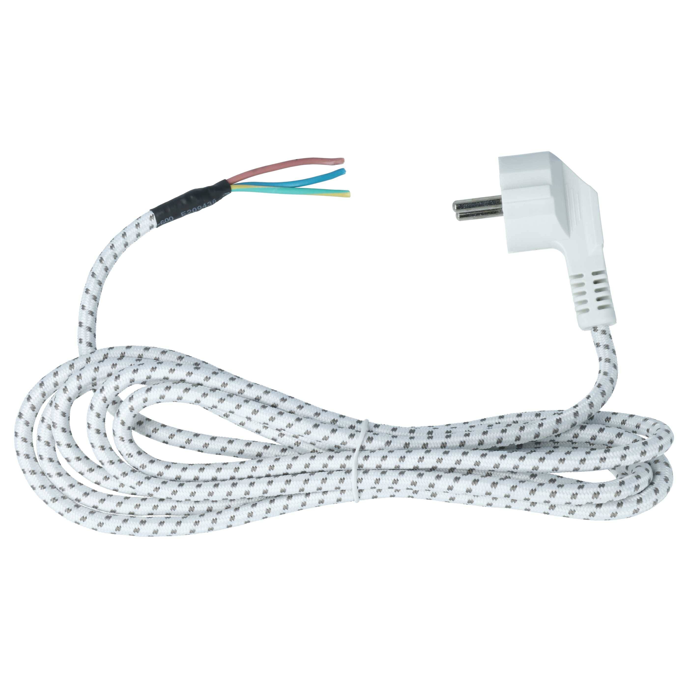 vhbw Universal Stromkabel, Anschlussleitung kompatibel mit Bügeleisen (2.80m) - flexible, robust, passgenau mit Schutzkontakt-Stecker und Aderenden