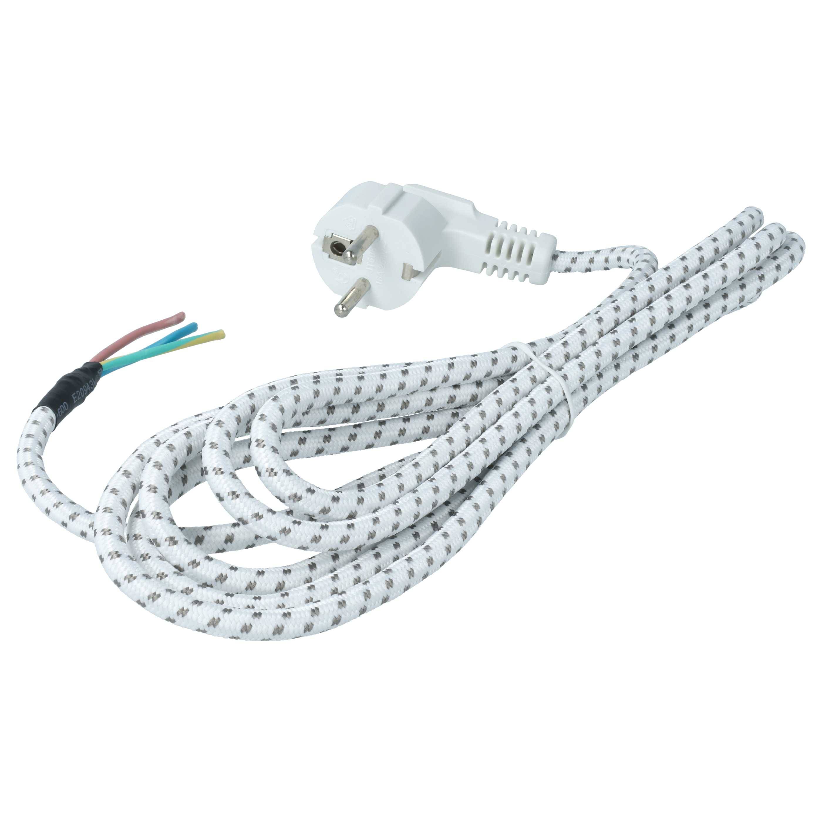 vhbw Universal Stromkabel, Anschlussleitung kompatibel mit Bügeleisen (2.80m) - flexible, robust, passgenau mit Schutzkontakt-Stecker und Aderenden