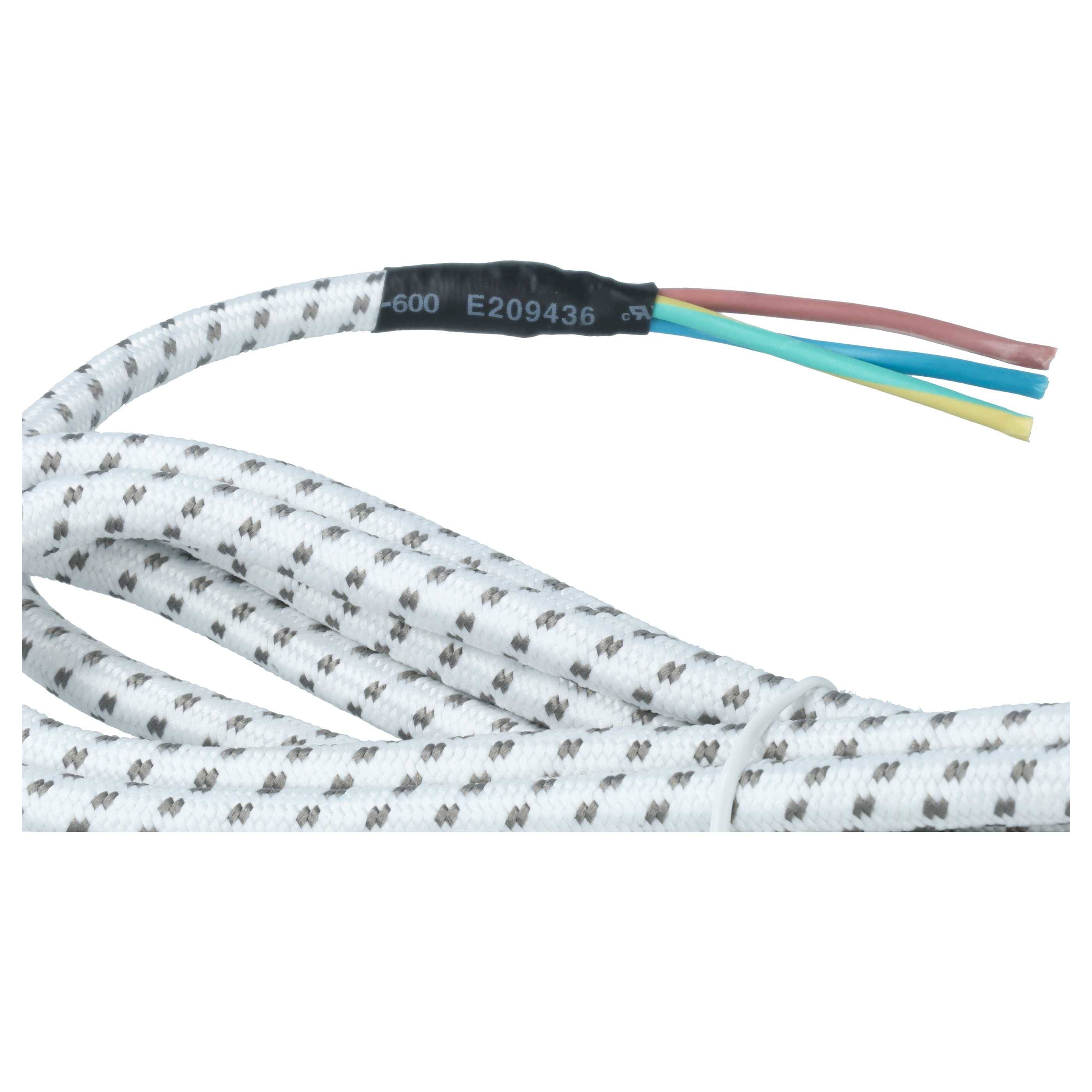 vhbw Universal Stromkabel, Anschlussleitung kompatibel mit Bügeleisen (2.80m) - flexible, robust, passgenau mit Schutzkontakt-Stecker und Aderenden