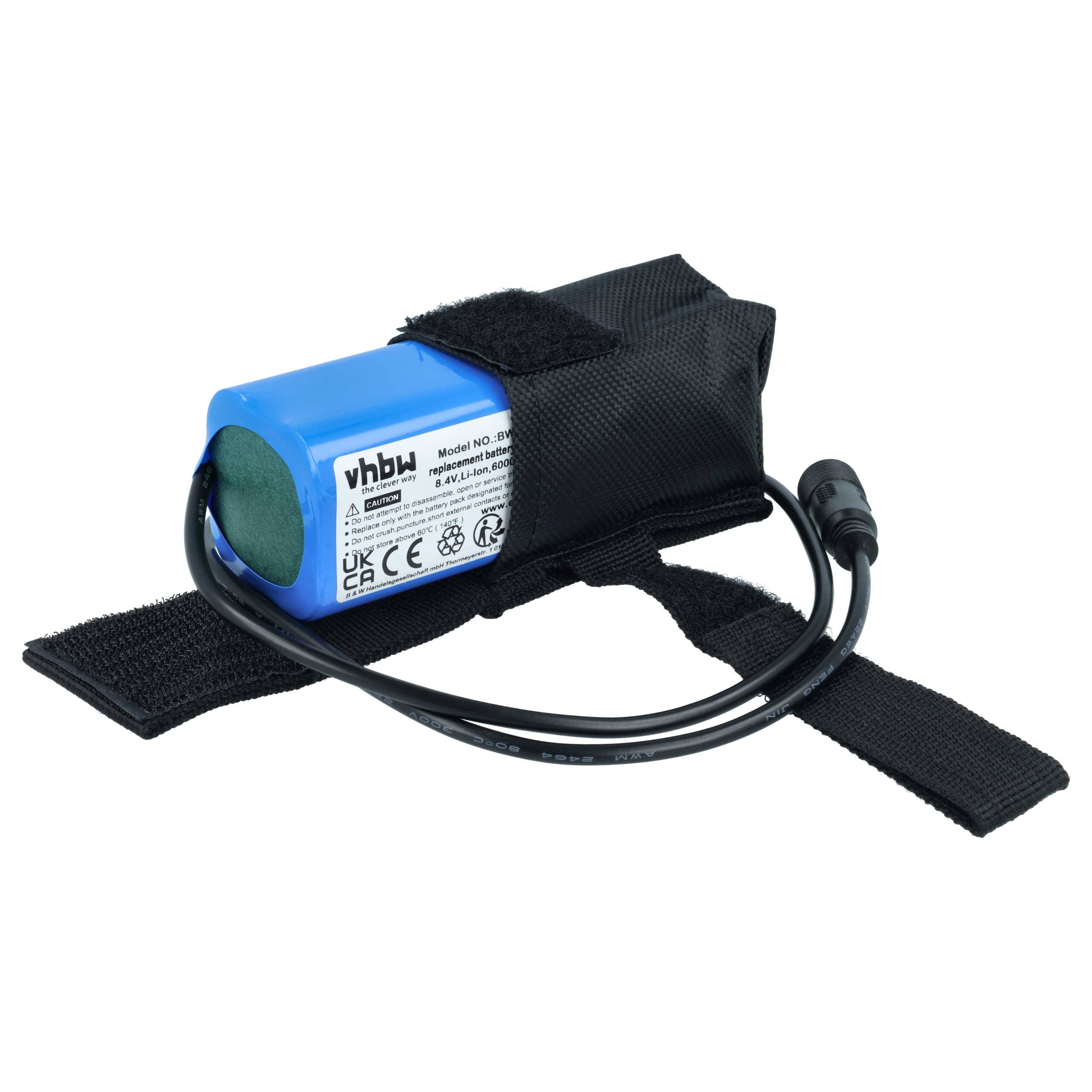 vhbw Akkupack für Fahrradlampen (6 Ah, 8,4 V, Li-Ion)