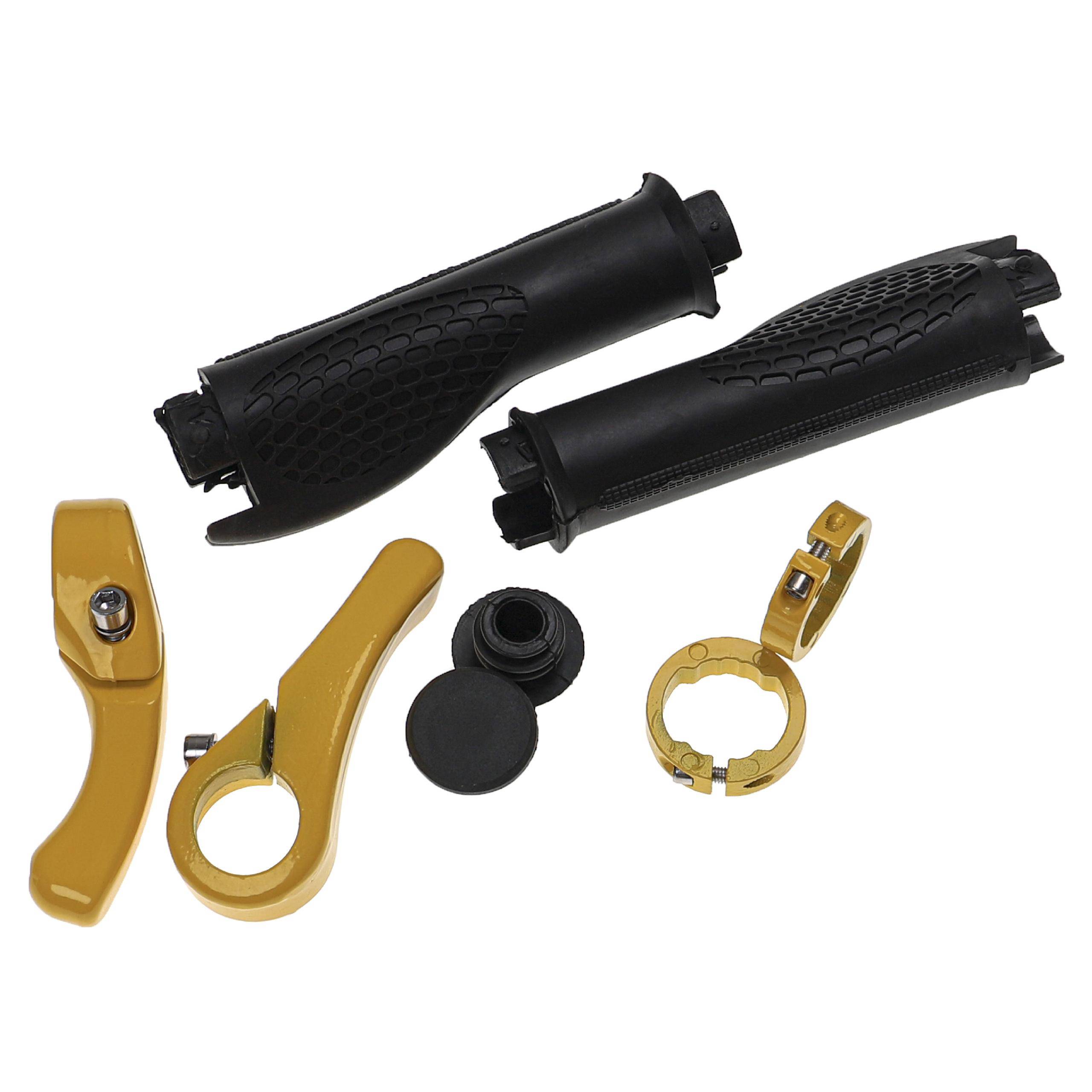 vhbw 2x Lenkergriffe für Fahrrad, Mountainbike - Fahrradgriffe mit Bar Ends, Ergonomisch, Gelb, Schwarz