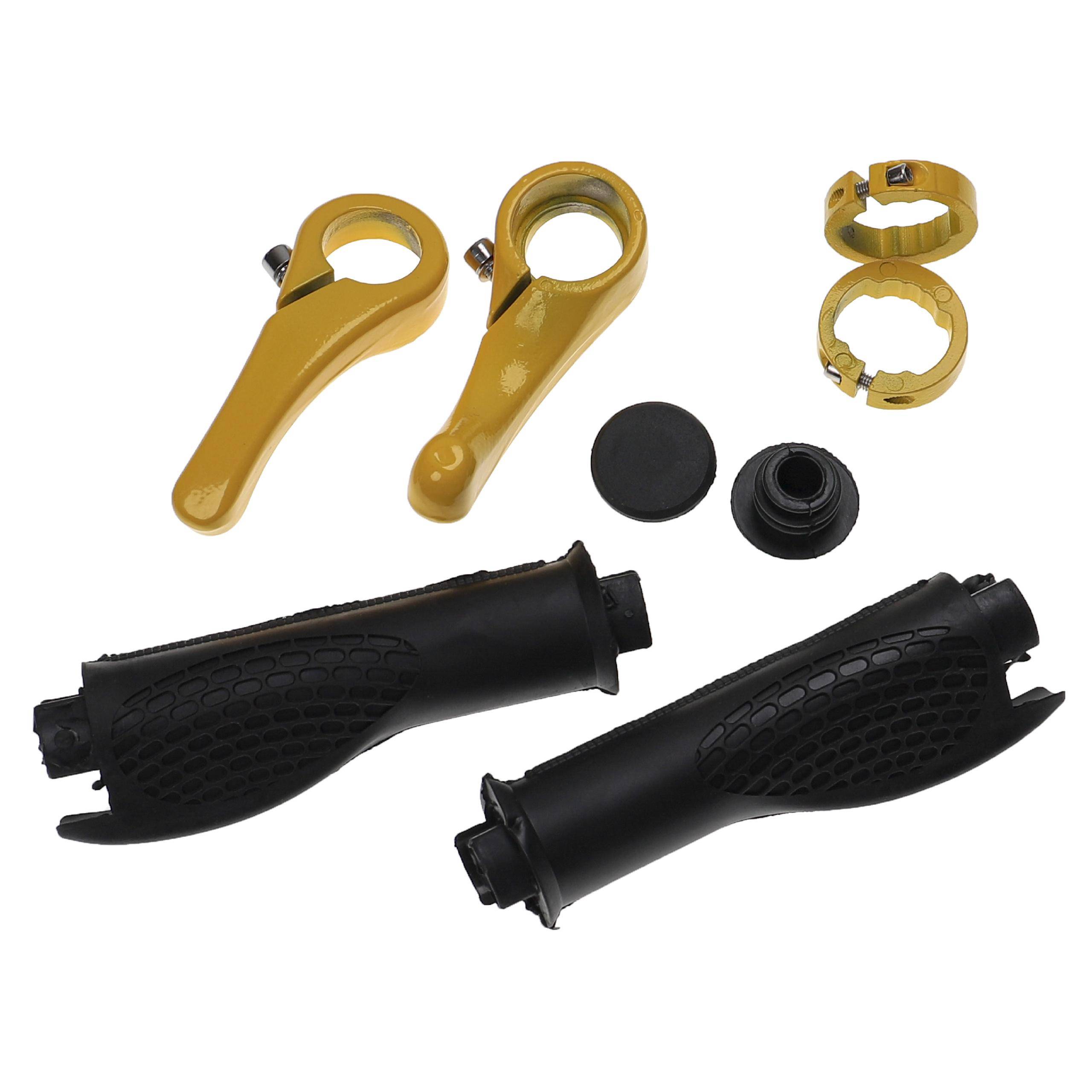 vhbw 2x Lenkergriffe für Fahrrad, Mountainbike - Fahrradgriffe mit Bar Ends, Ergonomisch, Gelb, Schwarz