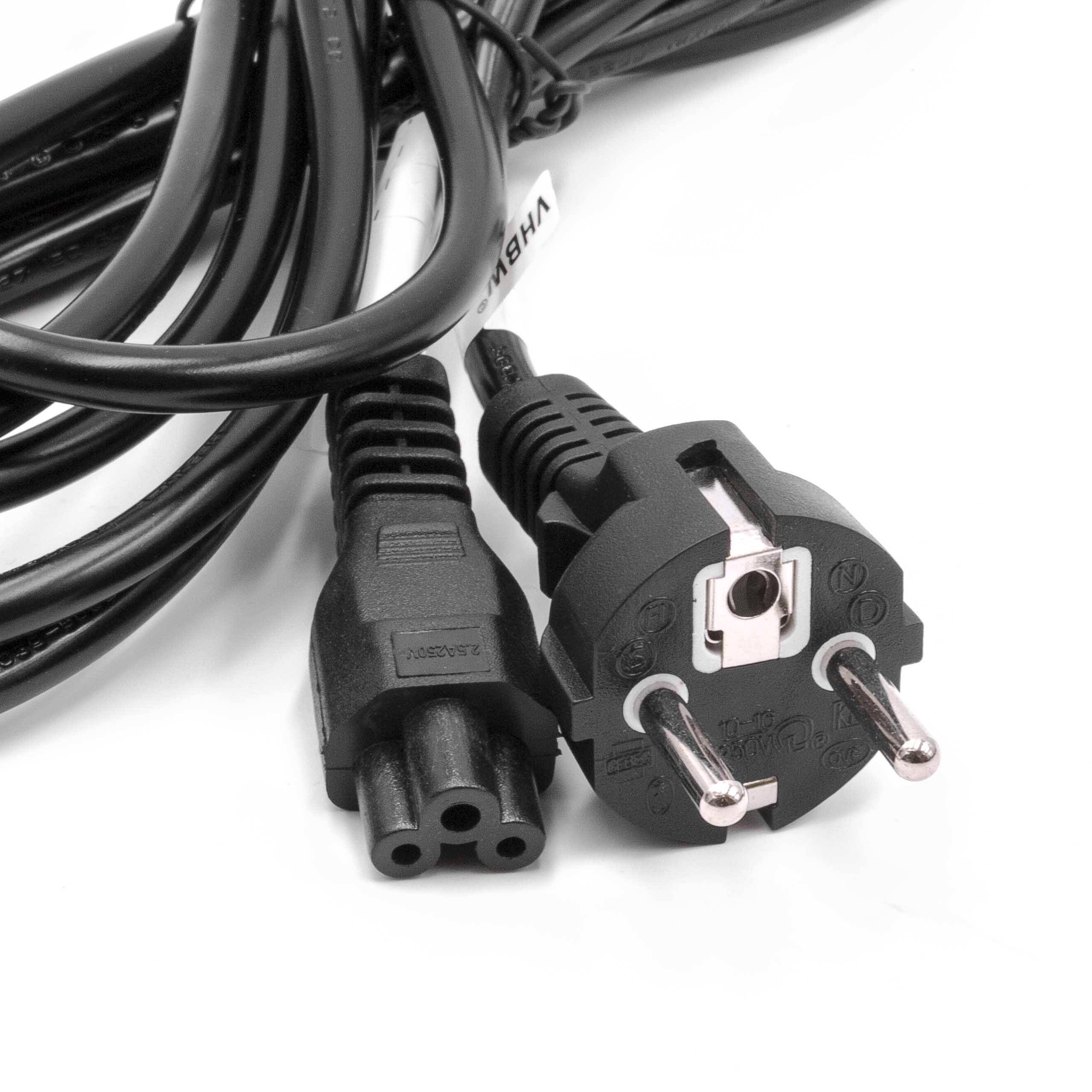 vhbw 5x Netzkabel Schutzkontaktstecker kompatibel mit Vorwerk Kobold VR300, VR100, VR200 - C5 Micky Mouse Kleeblatt Buchse, 3 m
