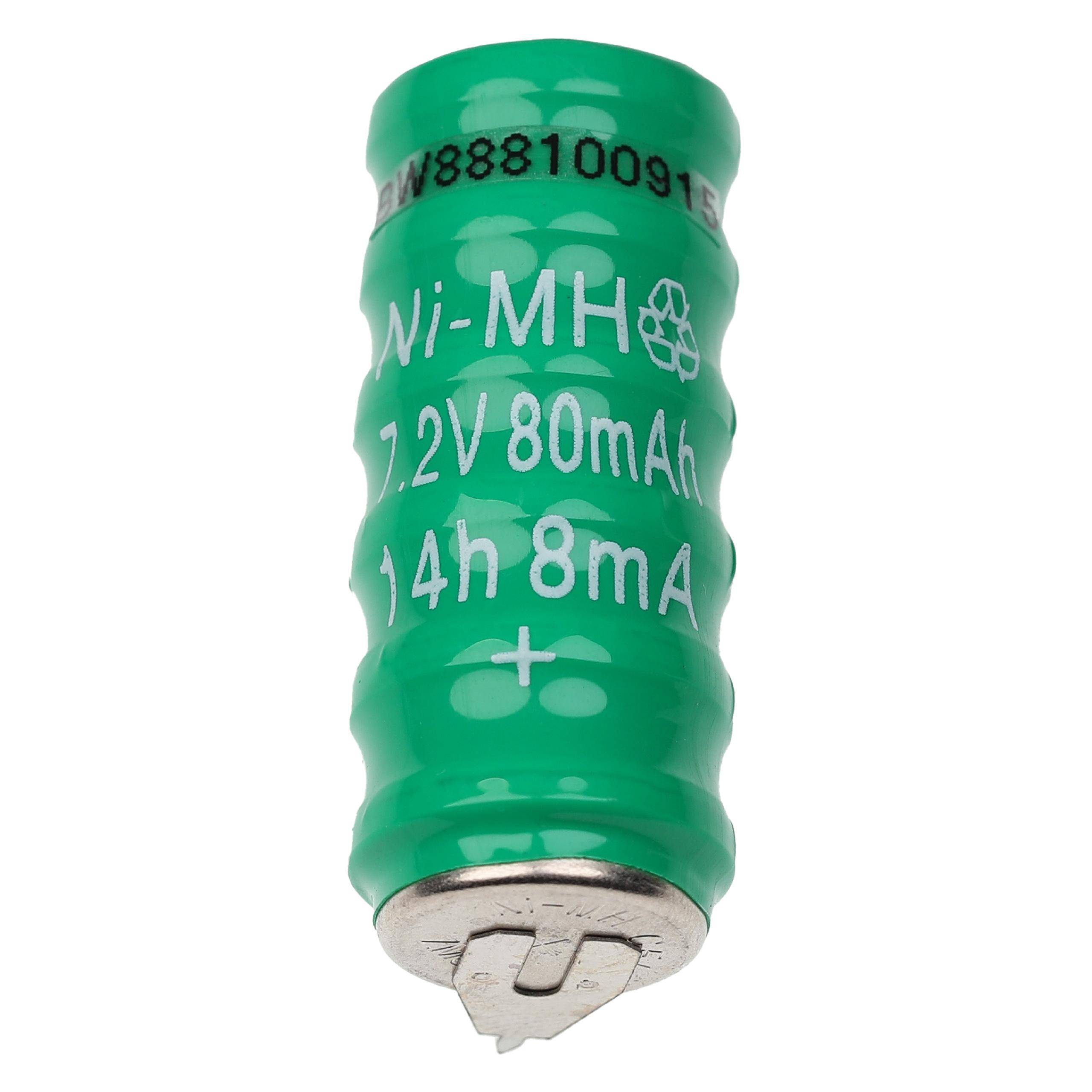 vhbw NiMH Ersatz Knopfzellen-Akku Typ V80H 2-Pins 80mAh 7,2V kompatibel mit Modellbau-Akkus, Solar-Leuchten uvm.