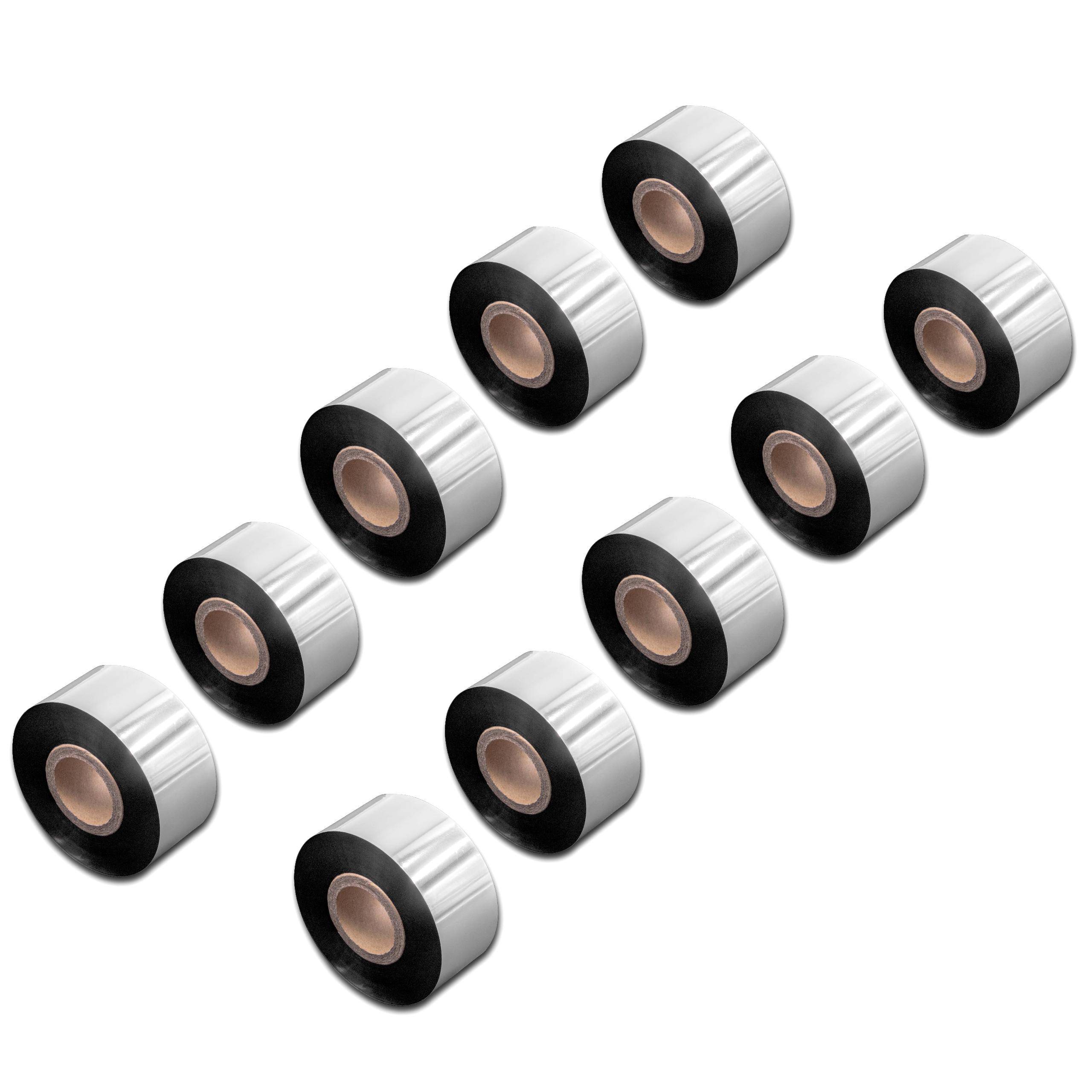 vhbw 10x Thermotransfer-Band kompatibel mit TSC TTP-384M, TTP-366M, TTP-368MT Drucker Etikettendrucker, Wischfest, 30 mm x 300 m, Wachs Harz Schwarz