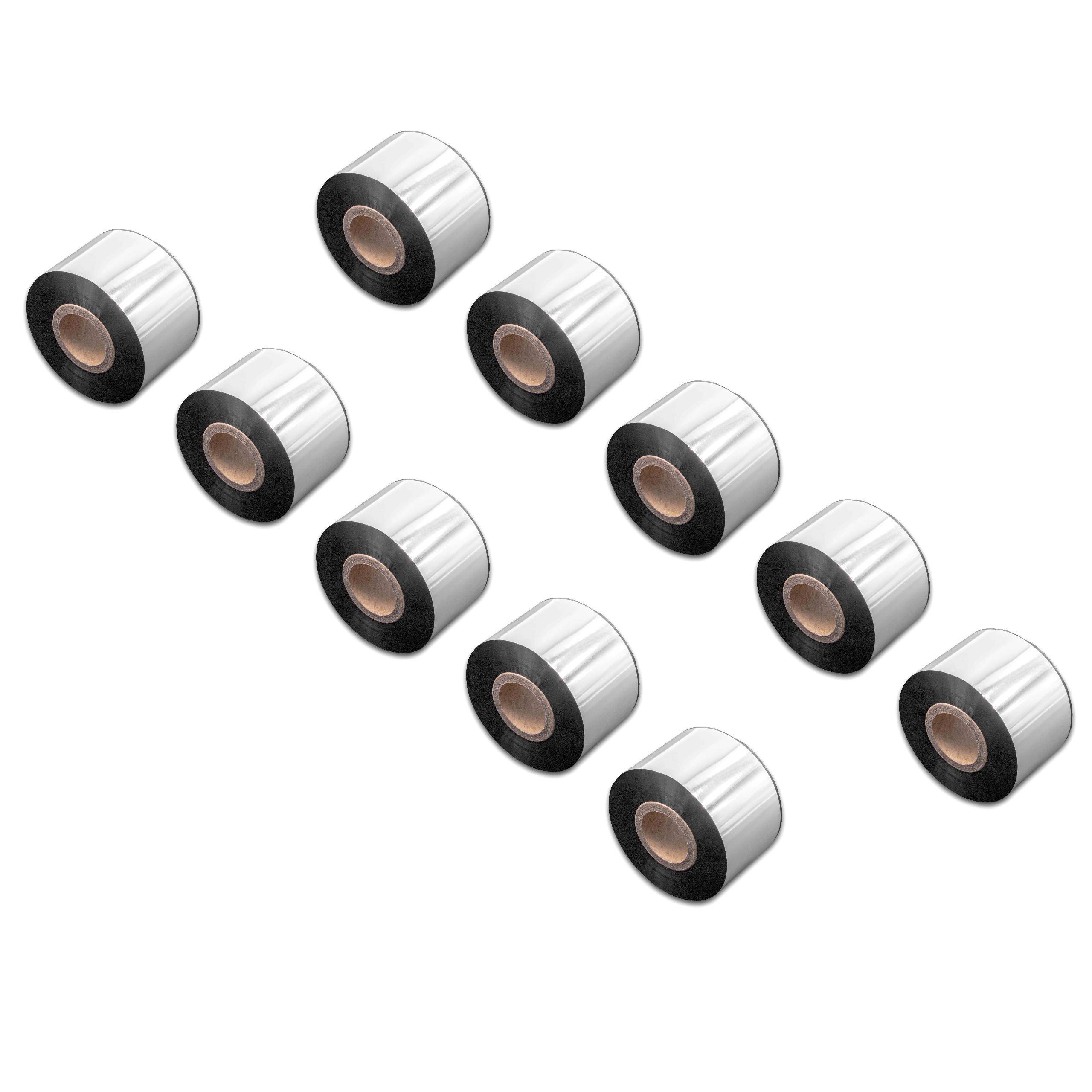 vhbw 10x Thermotransfer-Band kompatibel mit Valentin Genio 104/144/216 Drucker Etikettendrucker, Wischfest, 40 mm x 300 m, Wachs Harz Schwarz
