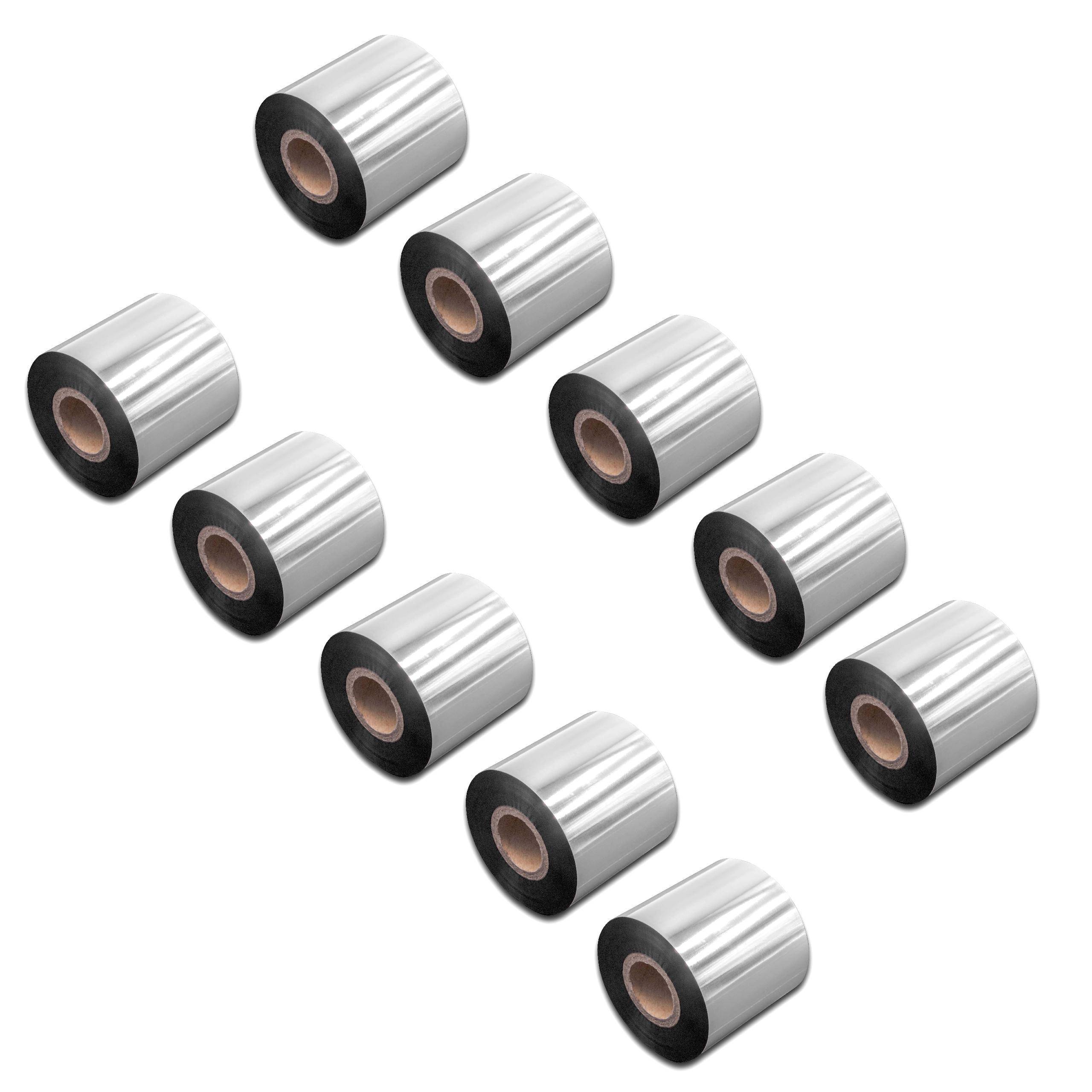 vhbw 10x Thermotransfer-Band kompatibel mit TSC MH240T, MH340T, MH340P, MH340 Drucker Etikettendrucker, Wischfest, 60 mm x 300 m, Wachs Harz Schwarz