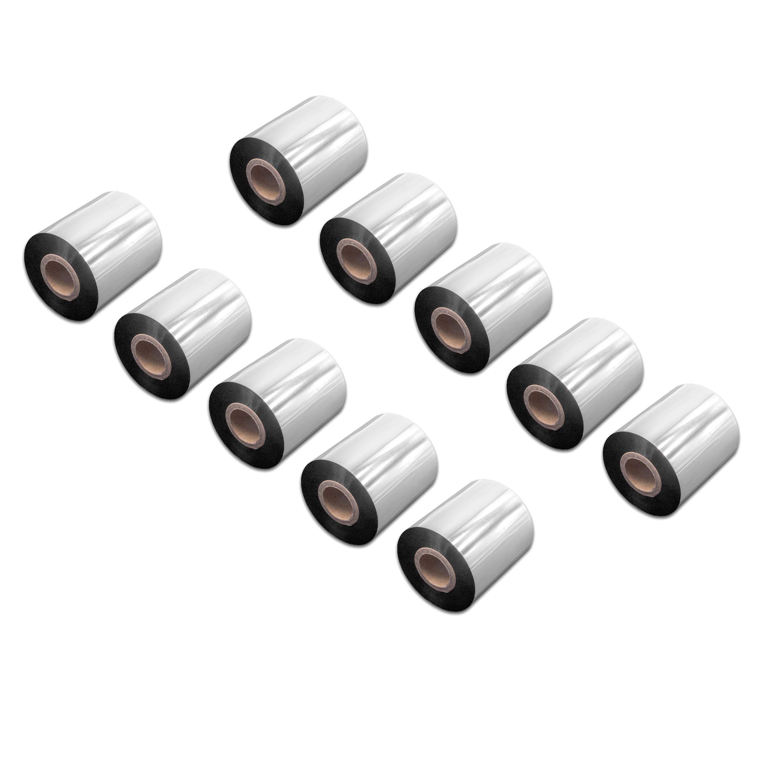 vhbw 10x Thermotransfer-Band kompatibel mit TSC TTP-384M, TTP-366M, TTP-368MT Drucker Etikettendrucker, Wischfest, 70 mm x 300 m, Wachs Harz Schwarz