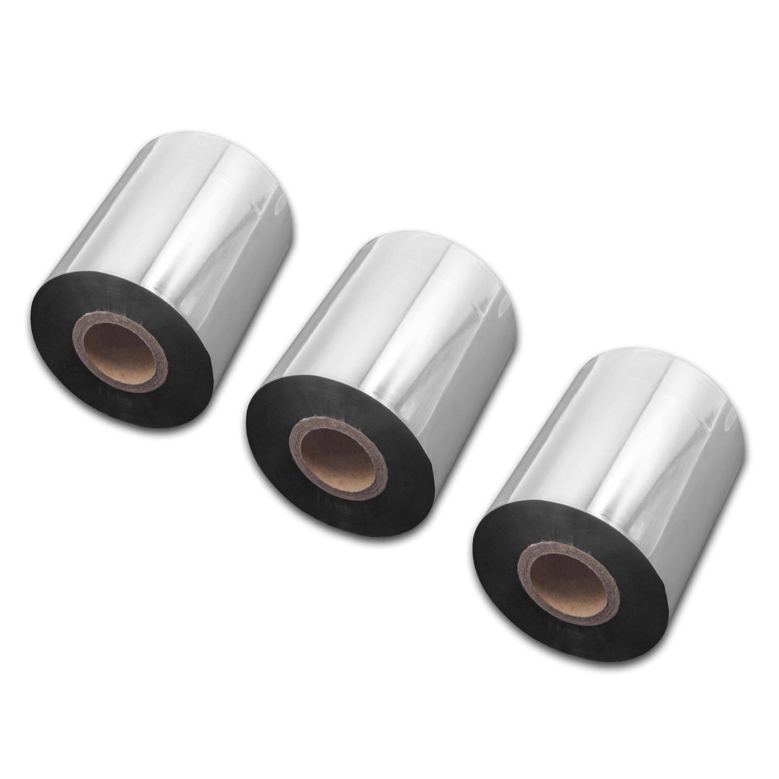 vhbw 3x Thermotransfer-Band kompatibel mit Datamax Honeywell P1115, P1115s Drucker Etikettendrucker, Wischfest, 80 mm x 300 m, Wachs Harz Schwarz