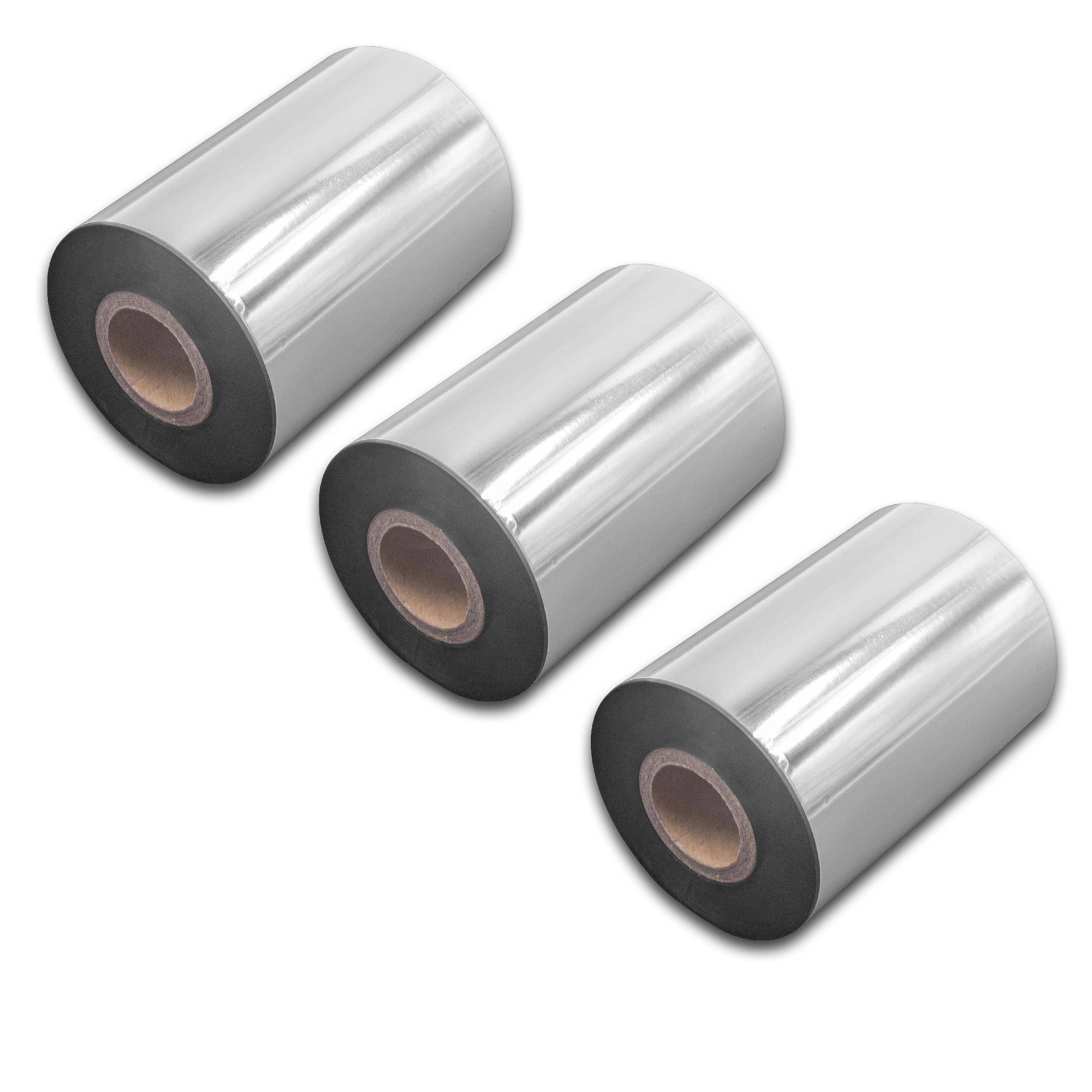 vhbw 3x Thermotransfer-Band kompatibel mit Datamax Honeywell I-4310e, I-4212e Drucker Etikettendrucker, Wischfest, 90 mm x 300 m, Wachs Harz Schwarz