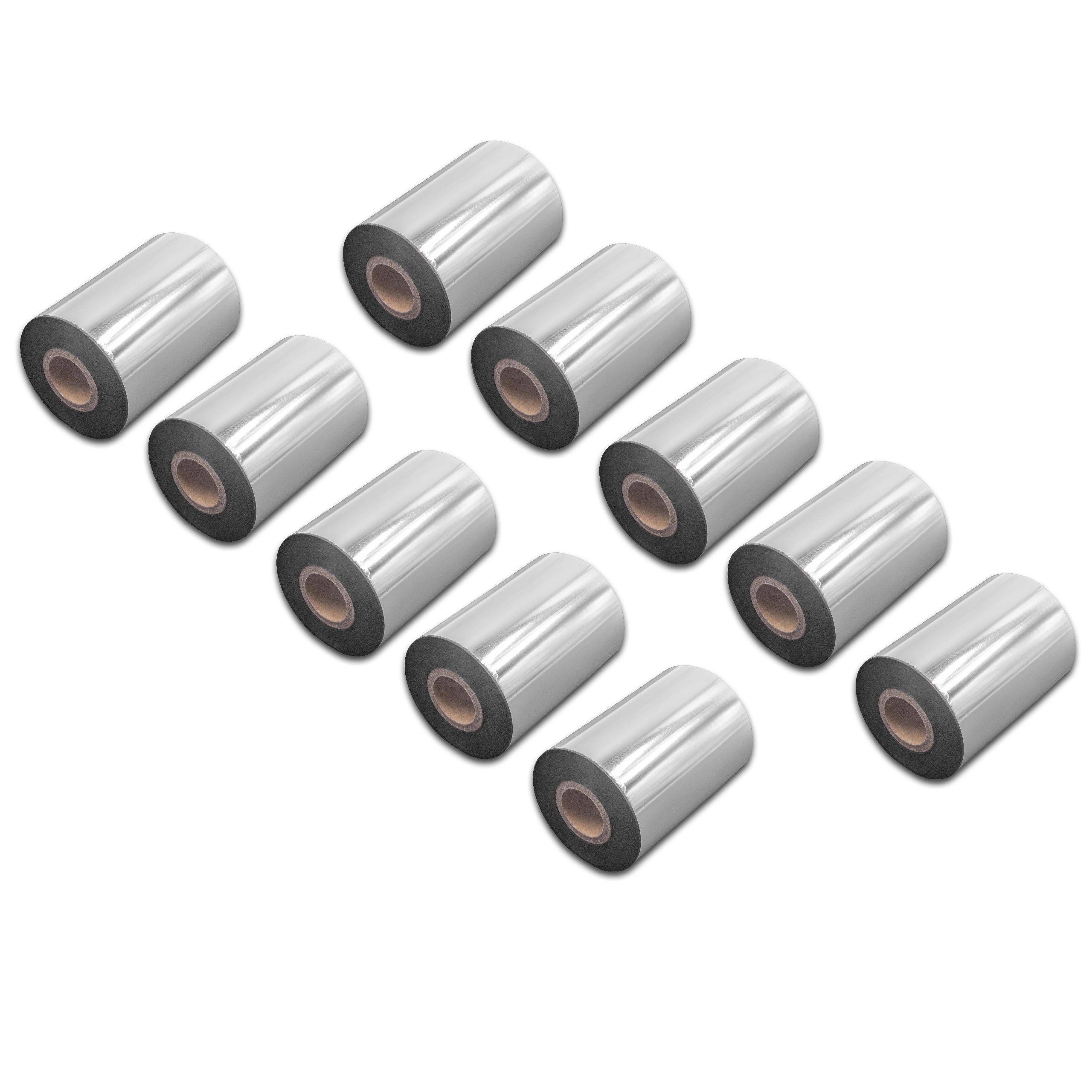 vhbw 10x Thermotransfer-Band kompatibel mit TSC MX240, MH640, MH640T, MH640P Drucker Etikettendrucker, Wischfest, 90 mm x 300 m, Wachs Harz Schwarz