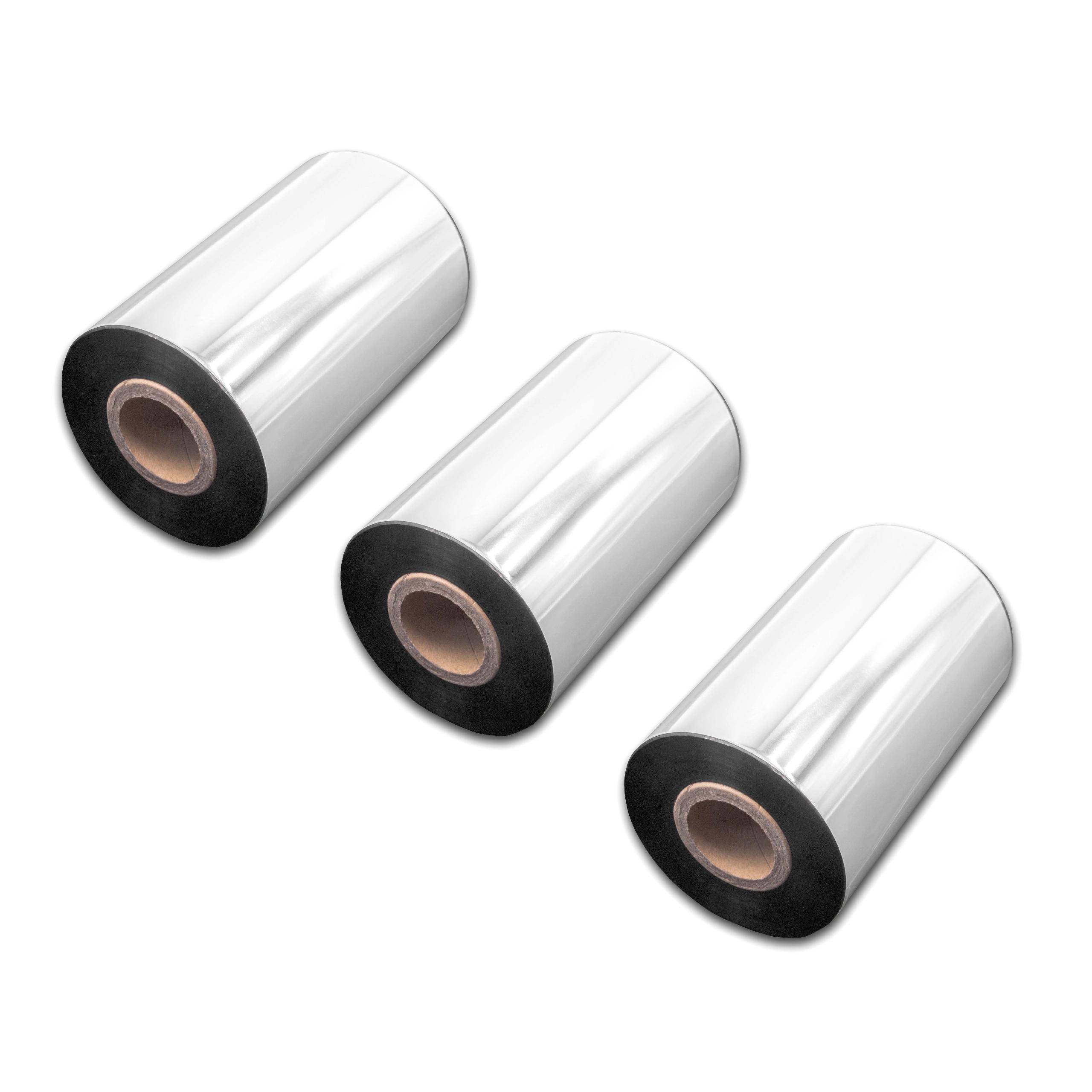 vhbw 3x Thermotransfer-Band kompatibel mit TSC TTP-384M, TTP-366M, TTP-368MT Drucker Etikettendrucker, Wischfest, 100 mm x 300 m, Wachs Harz Schwarz