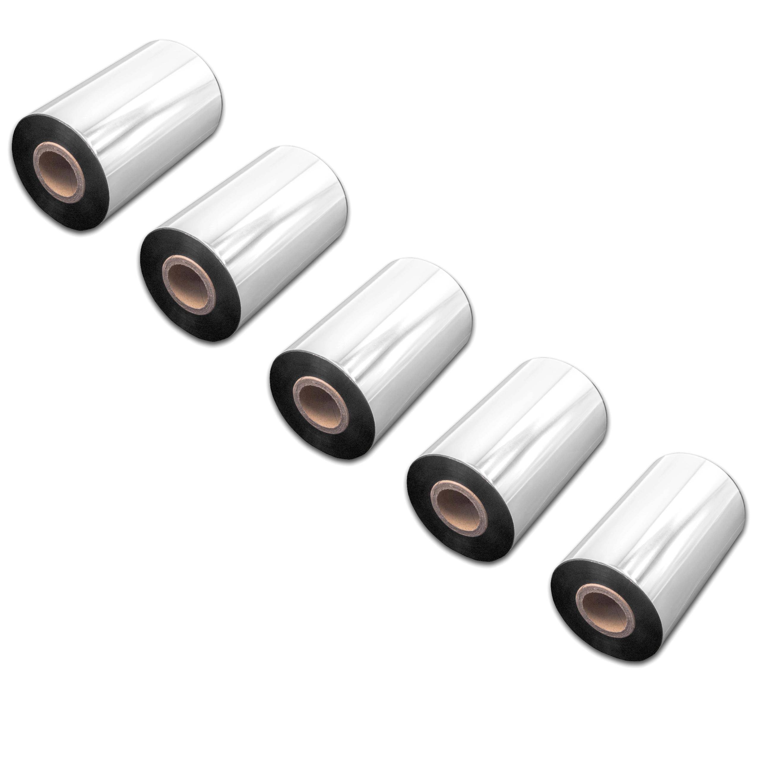 vhbw 5x Thermotransfer-Band kompatibel mit Intermec Honeywell PD42, PD41, PD43 Drucker Etikettendrucker, Wischfest, 100 mm x 300 m, Wachs Harz