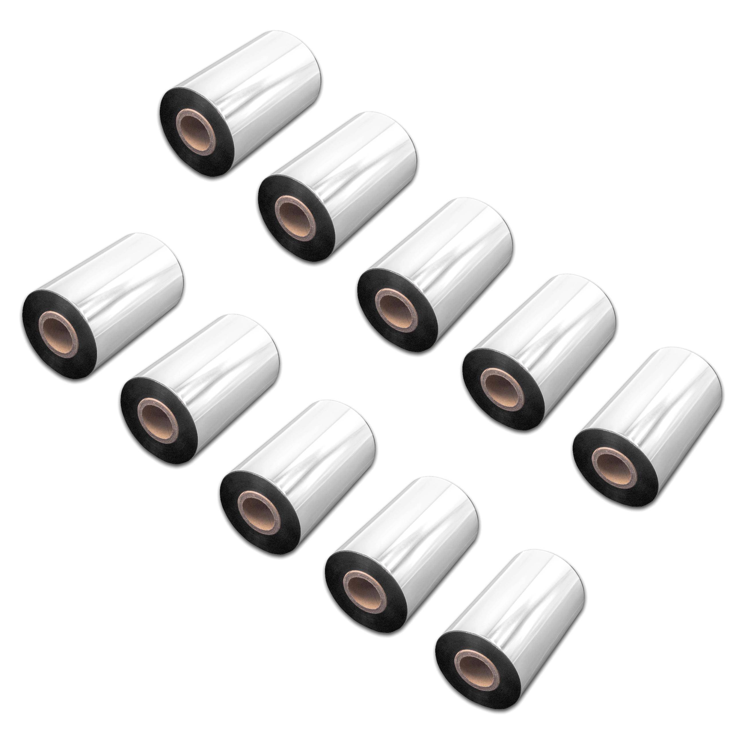 vhbw 10x Thermotransfer-Band kompatibel mit TSC TTP-384M, TTP-366M, TTP-368MT Drucker Etikettendrucker, Wischfest, 100 mm x 300 m, Wachs Harz