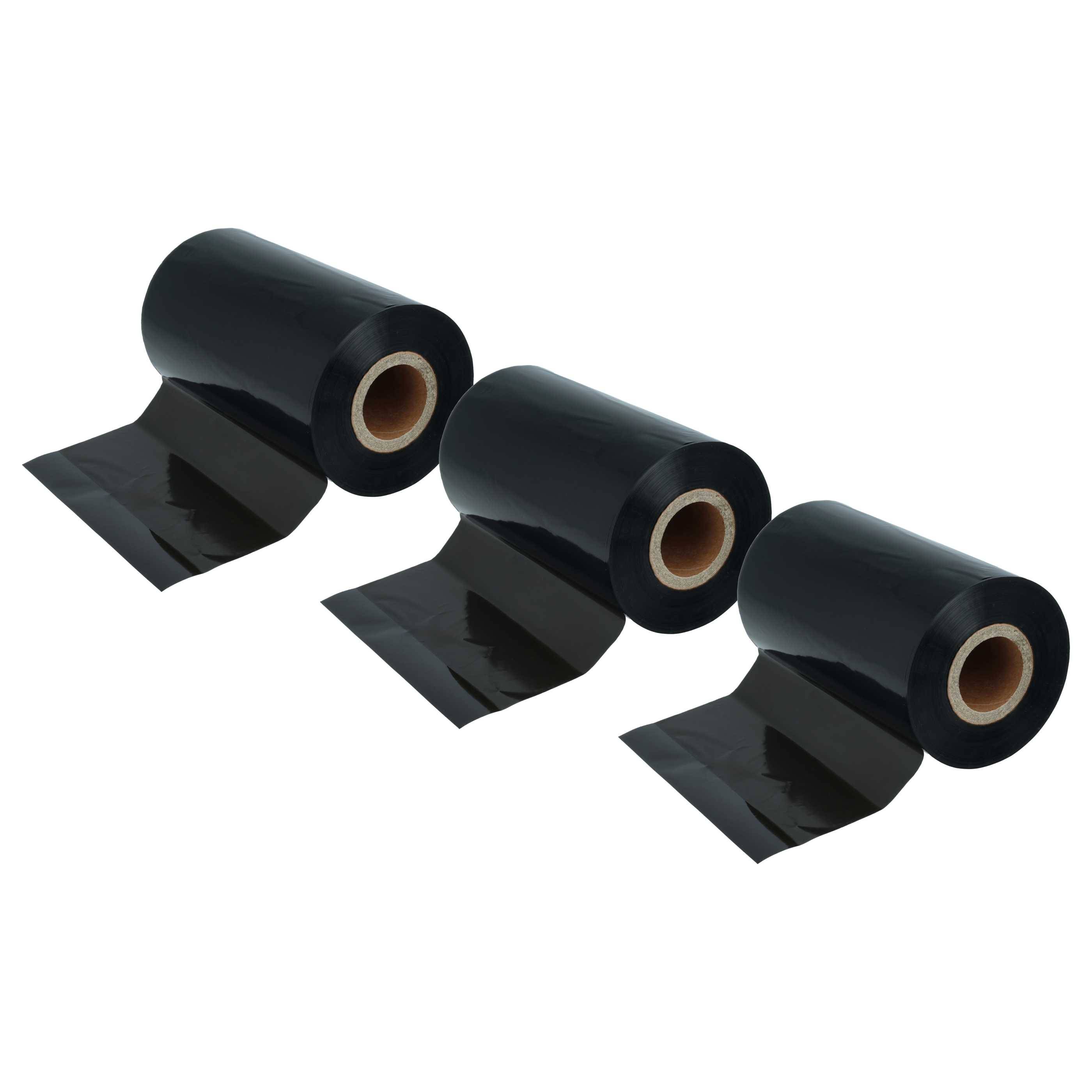 vhbw 3x Thermotransfer-Band kompatibel mit Bixolon Samsung SLP-TX400 | Drucker Etikettendrucker - Wischfest, 110 mm x 300 m, Wachs Harz Schwarz