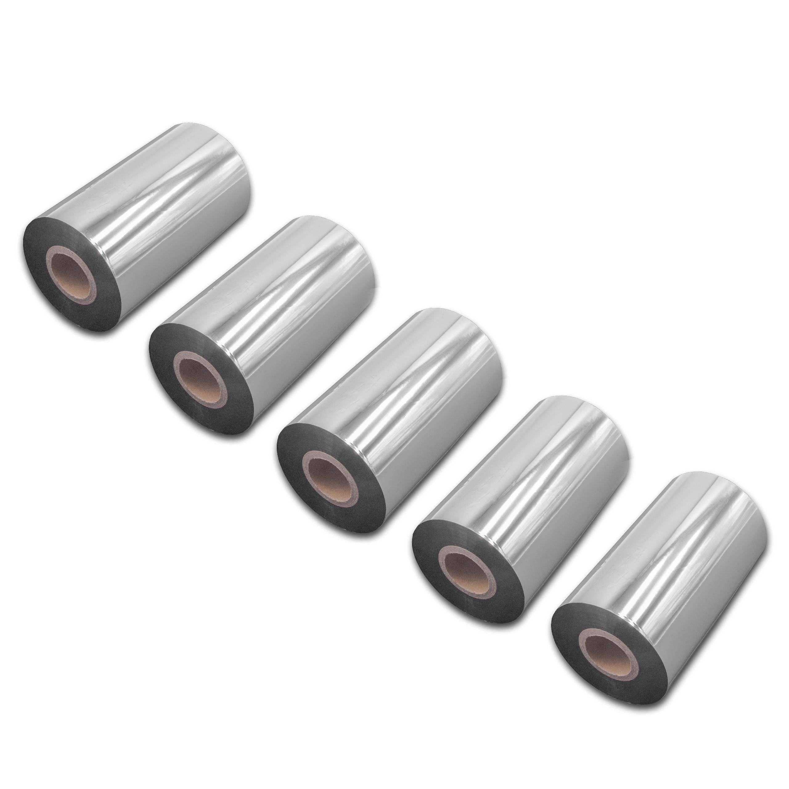 vhbw 5x Thermotransfer-Band kompatibel mit Datamax Honeywell H-4606, H-4408 Drucker Etikettendrucker, Wischfest, 110 mm x 300 m, Wachs Harz Schwarz