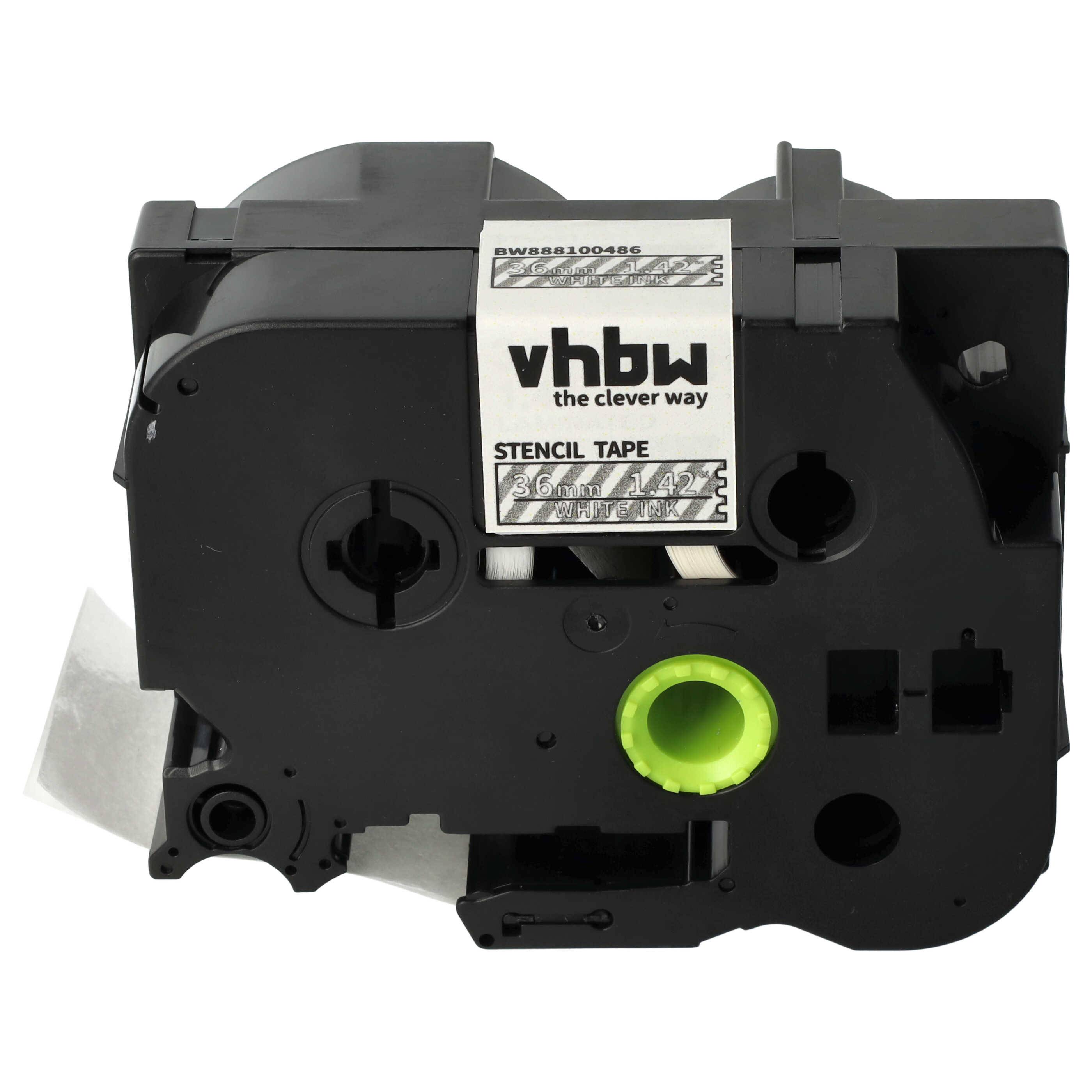 vhbw Schriftband-Kassette kompatibel mit Brother PT 9600, 9700PC, 9800PCN, R RL-700S Etiketten-Drucker 3m x 36mm Weiß auf Transparent