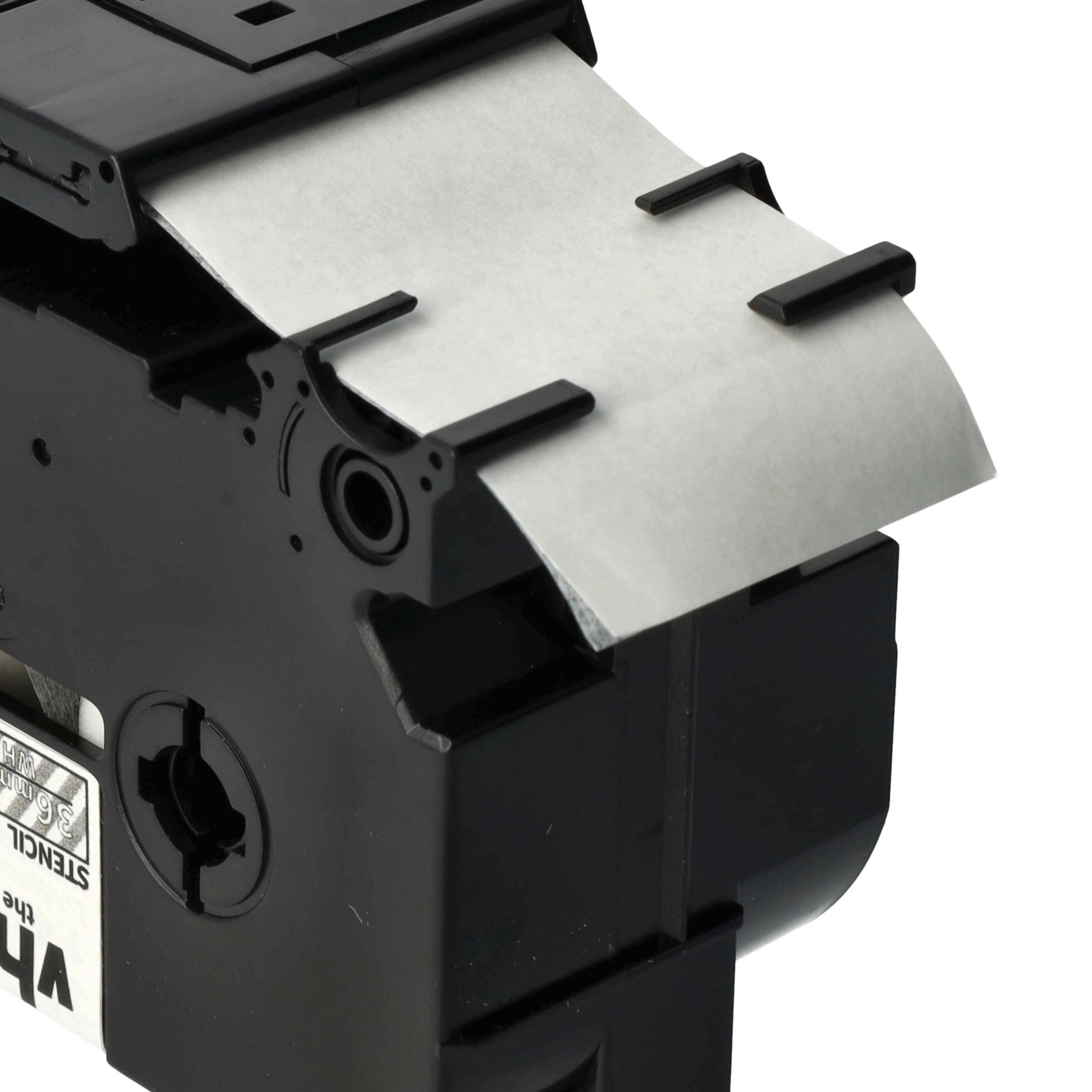 vhbw Schriftband-Kassette Ersatz für Brother ST-161, STE-161 für Etiketten-Drucker 3m x 36mm Weiß auf Transparent