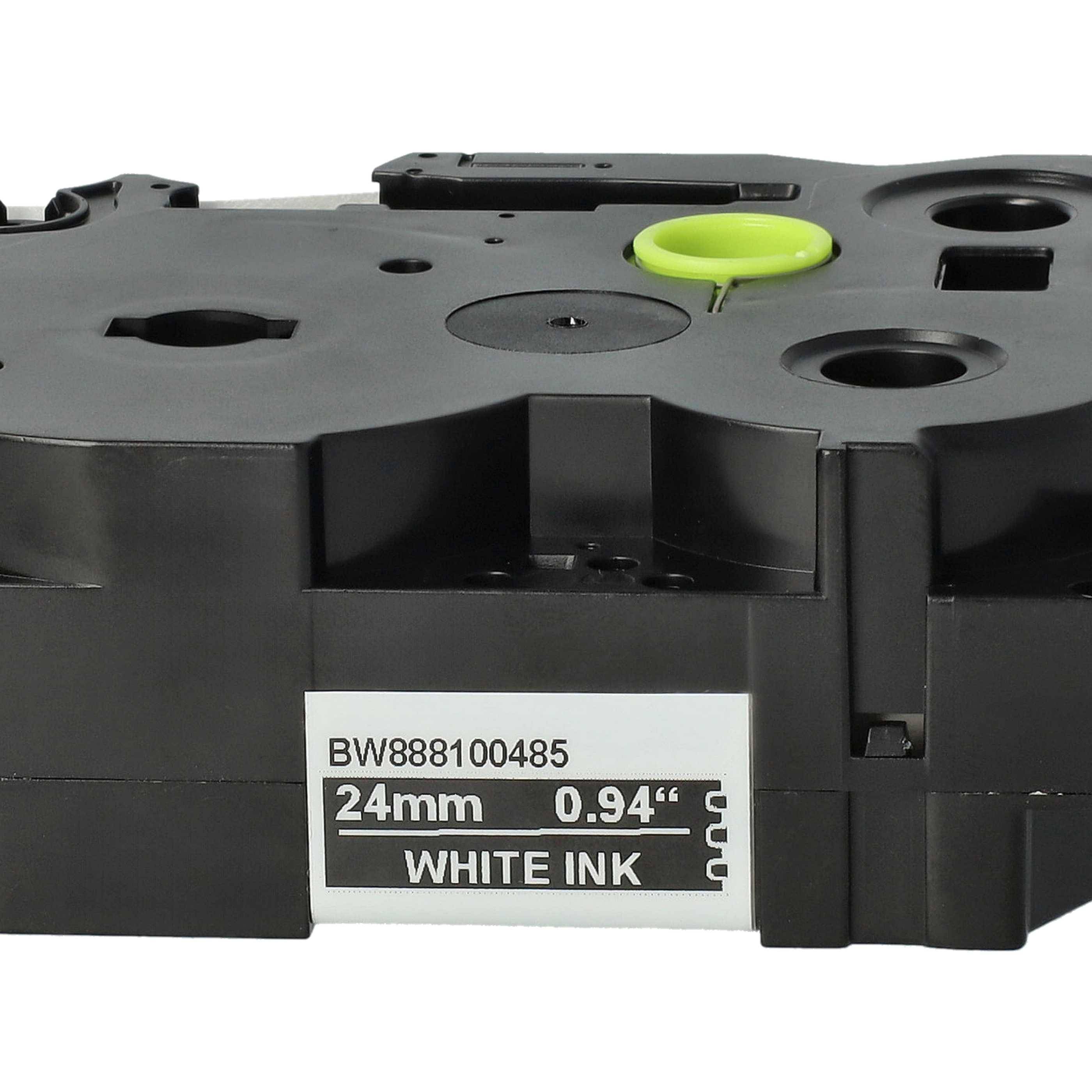 vhbw Schablonenband 24 mm kompatibel mit Brother PT 2480, 2470, 1230PC, 2460, 2420PC, 2430PC Beschriftungsgeräte - Weiß auf Transparent