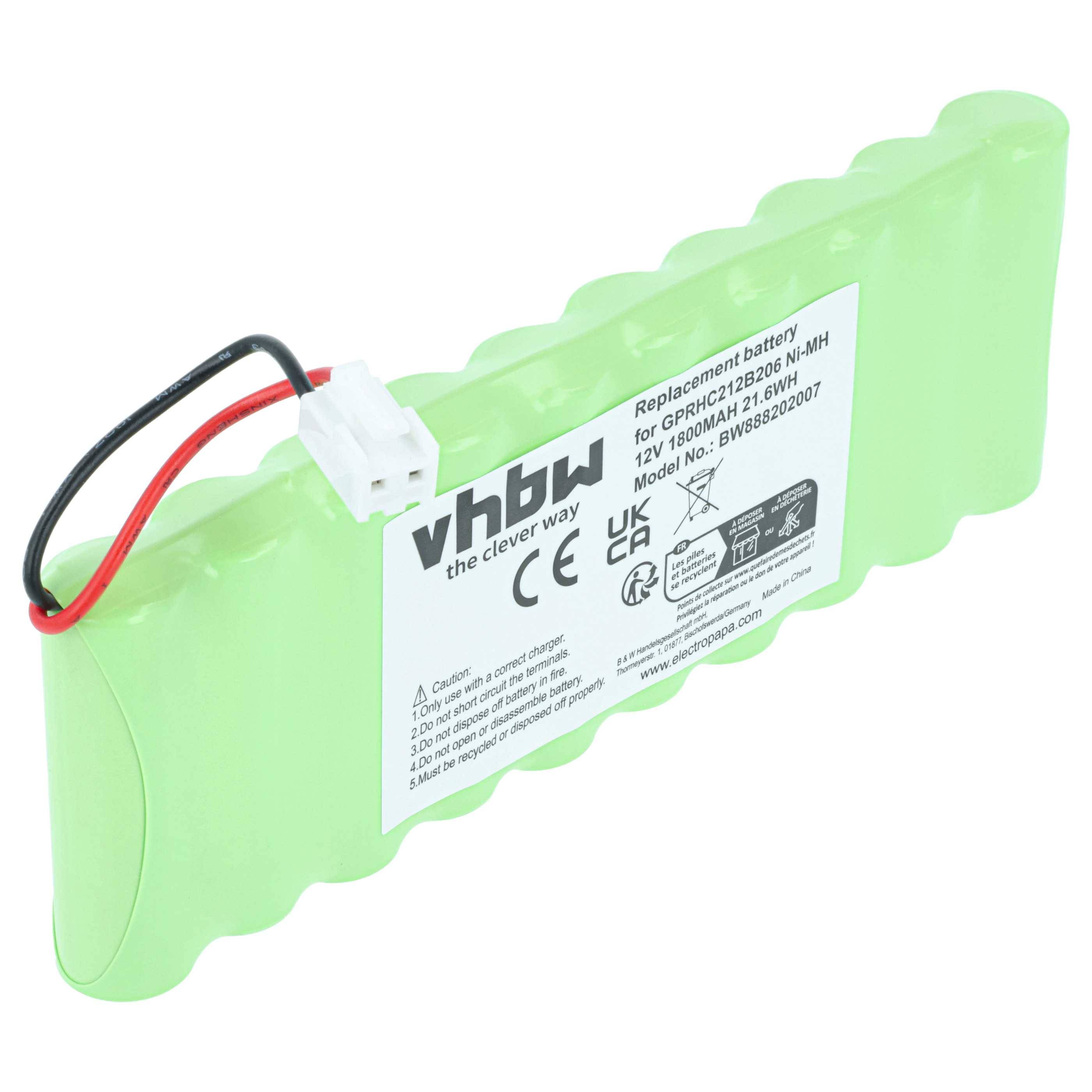 vhbw Akku kompatibel mit Roto RT2, SF G2, SF G3, SF G4 Rollladenantrieb Torantrieb Drehtorantrieb Garagentorantrieb (1800mAh, 12V, NiMH)