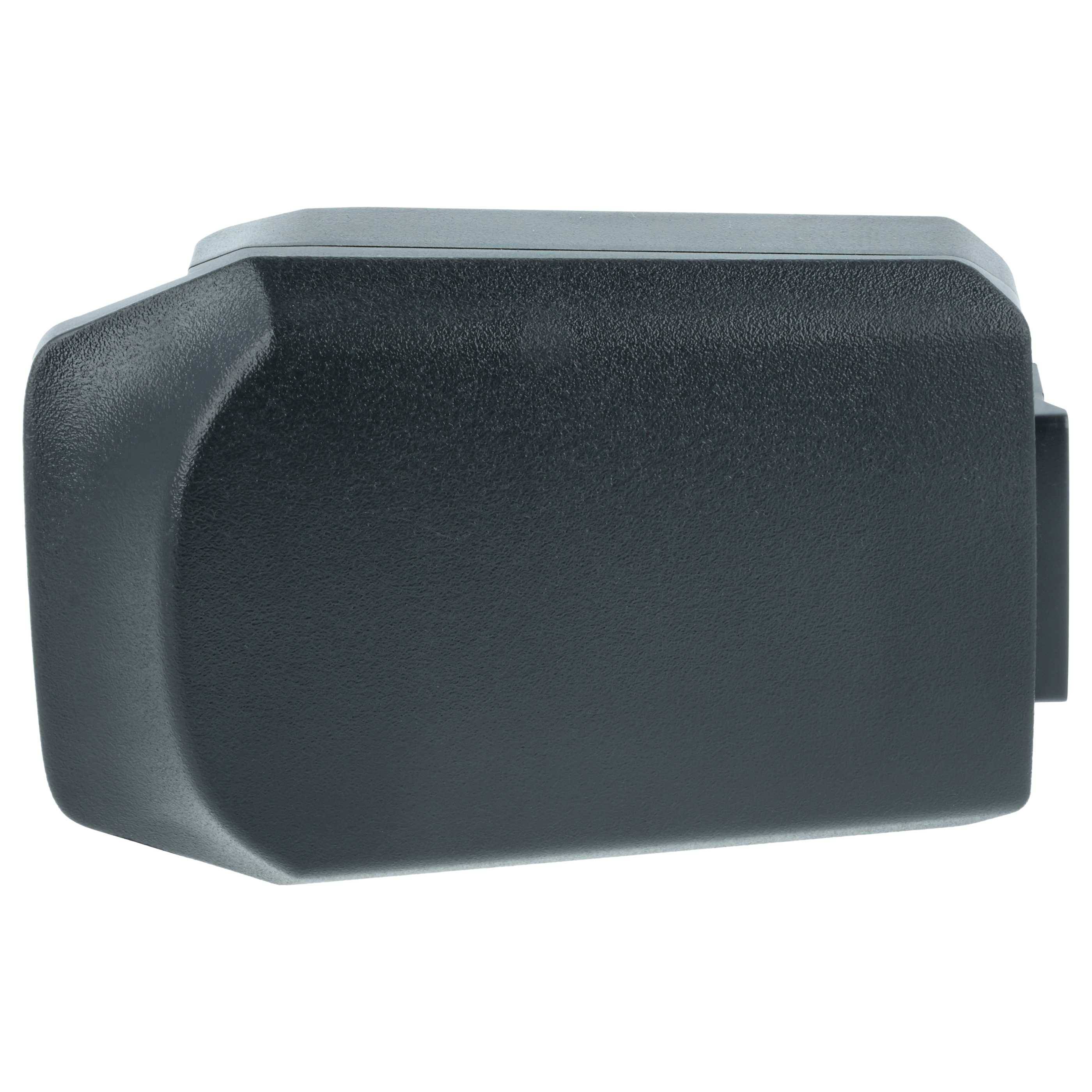 Schwarzes rechteckiges Objekt mit leicht geschwungener Seite und strukturierter Oberfläche.