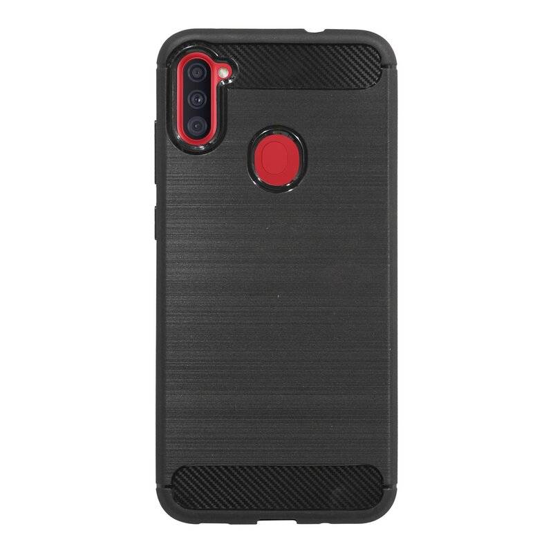 cofi1453® Silikon Hülle Bumper Carbon für SAMSUNG GALAXY M11 (M115F) Case TPU Soft Handyhülle Cover Schutzhülle Schwarz