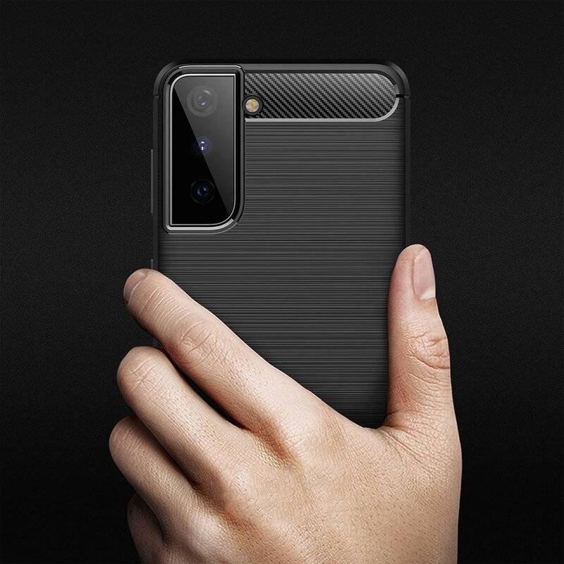 cofi1453® Silikon Hülle Bumper Carbon für SAMSUNG GALAXY S21 (G991F) Case TPU Soft Handyhülle Cover Schutzhülle Schwarz