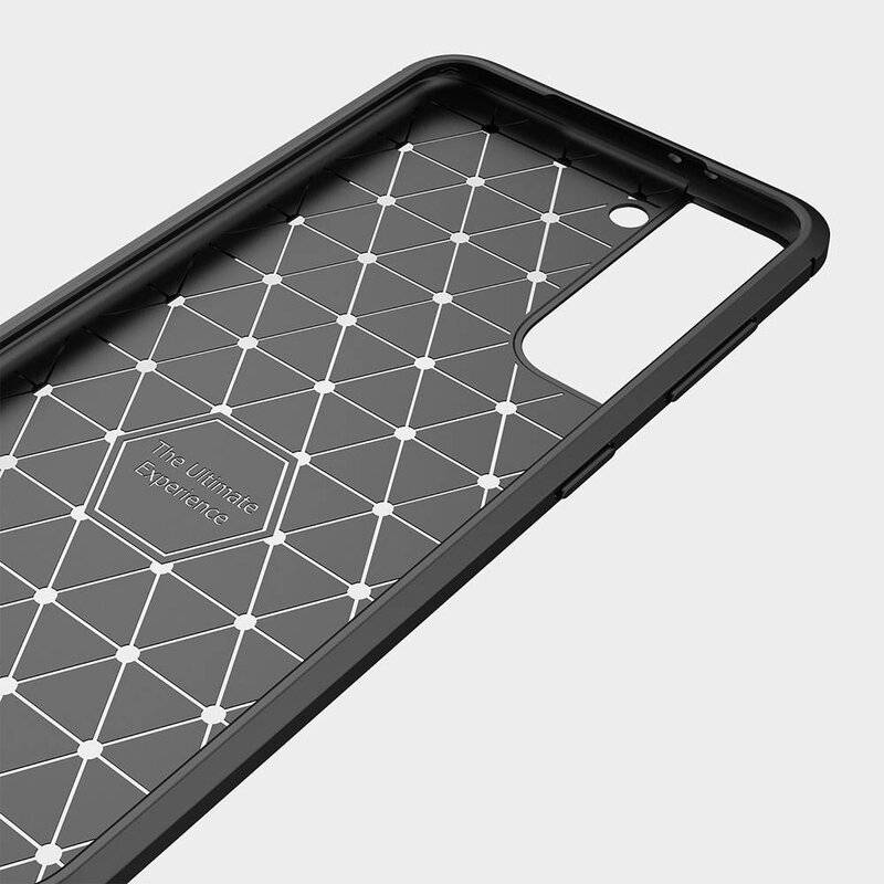 cofi1453® Silikon Hülle Bumper Carbon für SAMSUNG GALAXY S21 ULTRA (G998B) Case TPU Soft Handyhülle Cover Schwarz