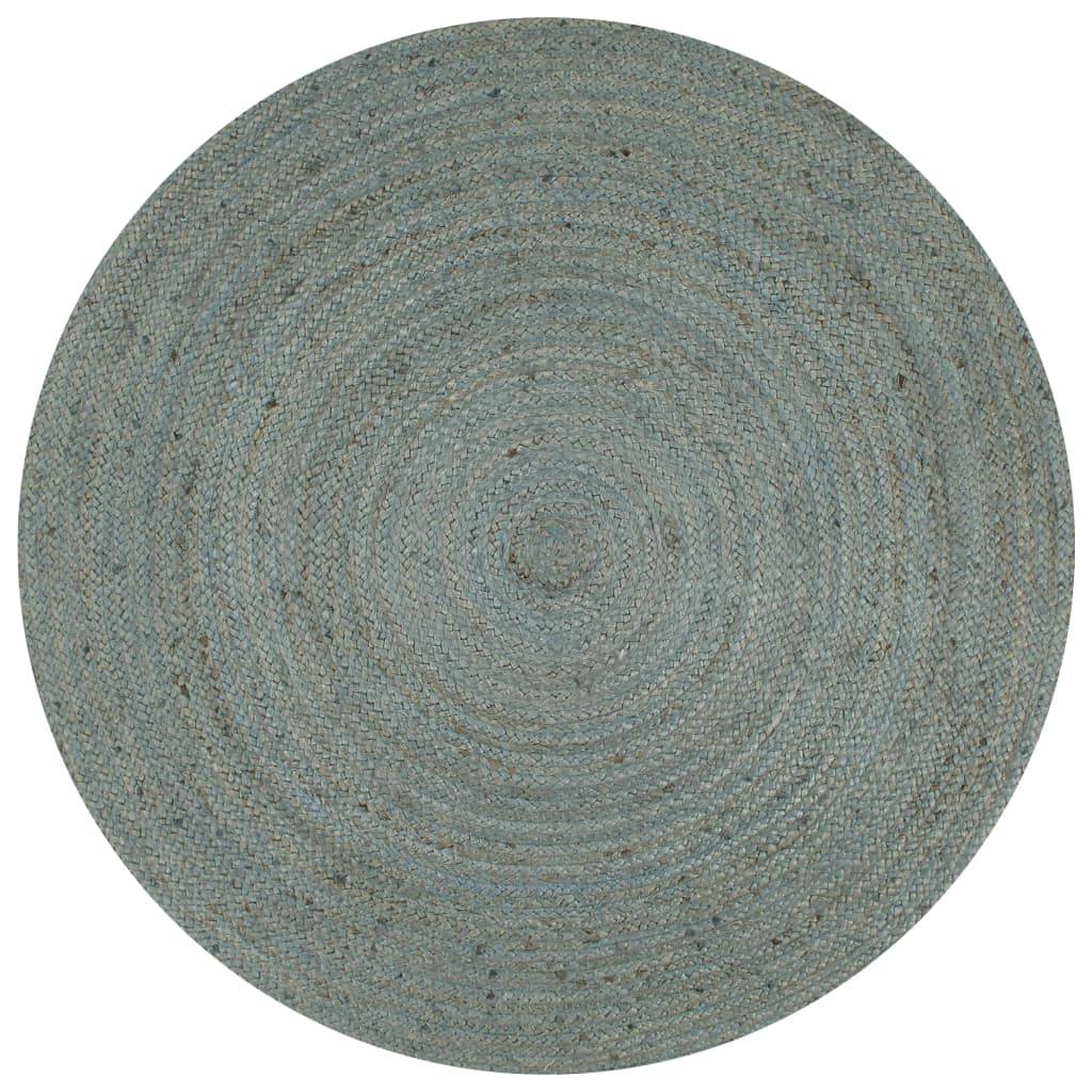 vidaXL Teppich Handgefertigt Jute Rund 150 cm Olivgrün