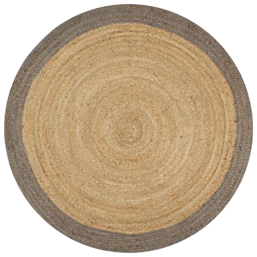 vidaXL Teppich Handgefertigt Jute mit Grauem Rand 90 cm