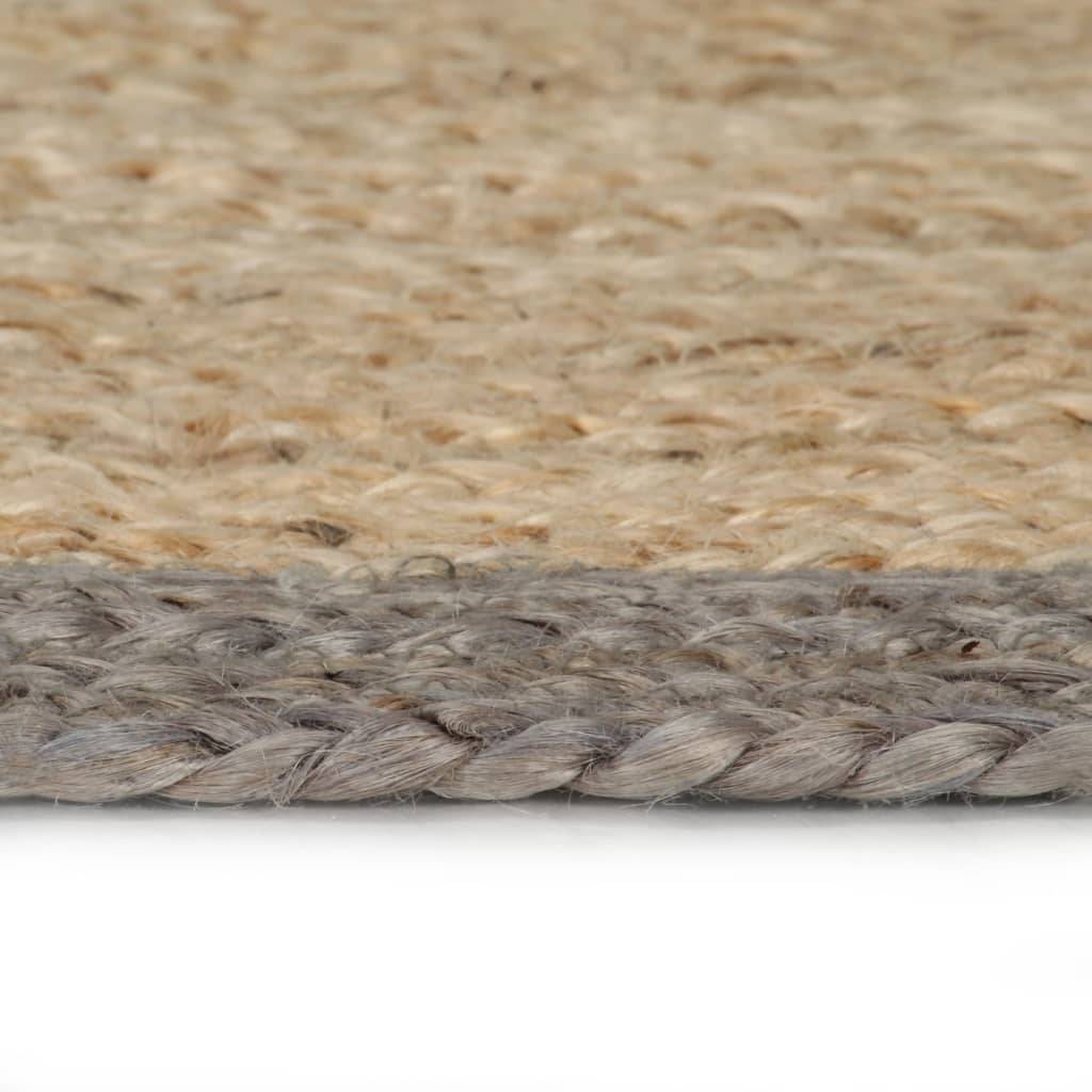 vidaXL Teppich Handgefertigt Jute mit Grauem Rand 90 cm