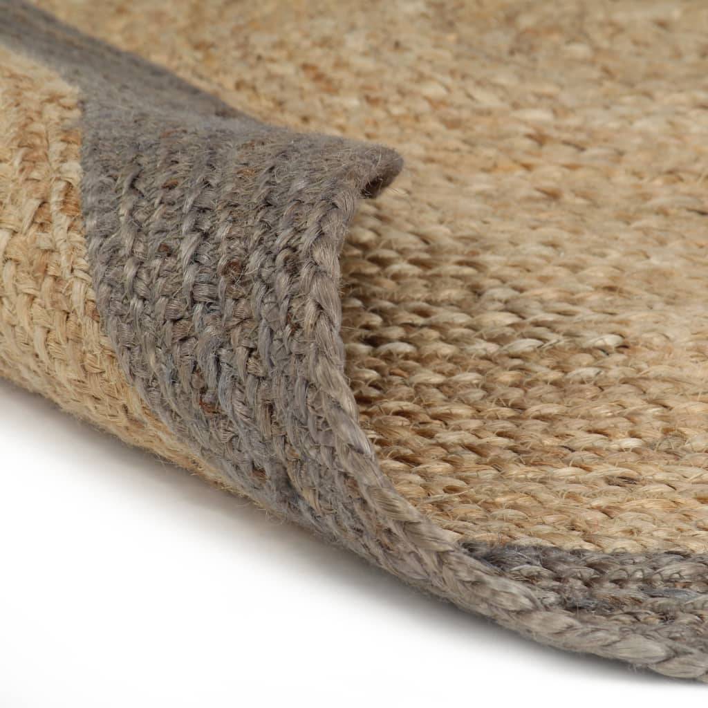 vidaXL Teppich Handgefertigt Jute mit Grauem Rand 90 cm