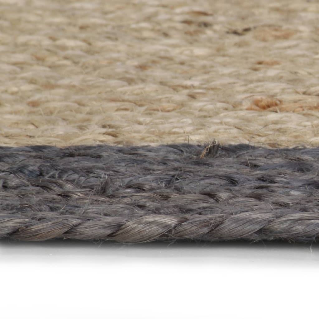 vidaXL Teppich Handgefertigt Jute mit Dunkelgrauem Rand 90 cm