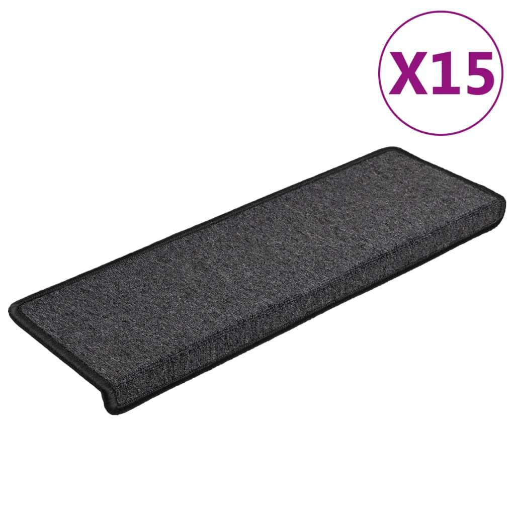 vidaXL Teppich-Treppenstufen 15 Stk. 65x21x4 cm Anthrazit