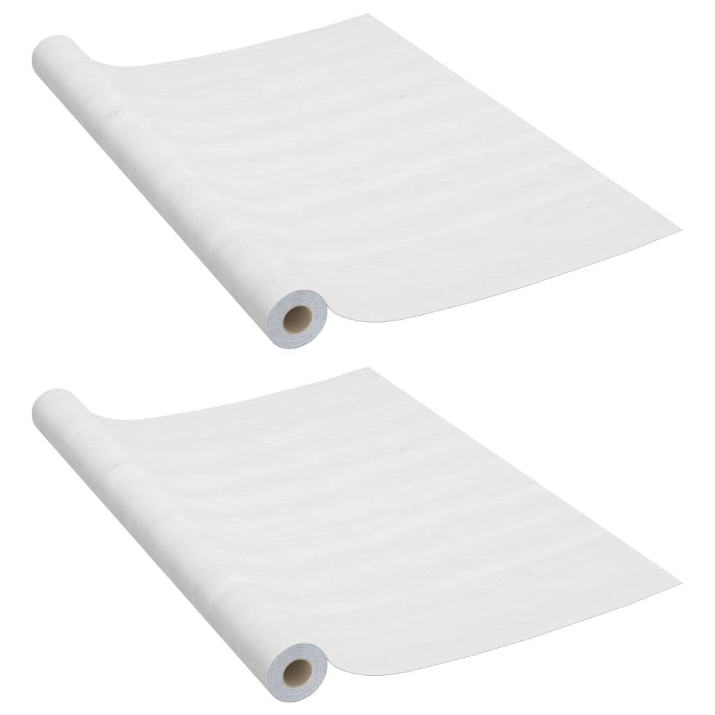 vidaXL Möbelfolien Selbstklebend 2 Stk. Weißes Holz 500x90 cm PVC