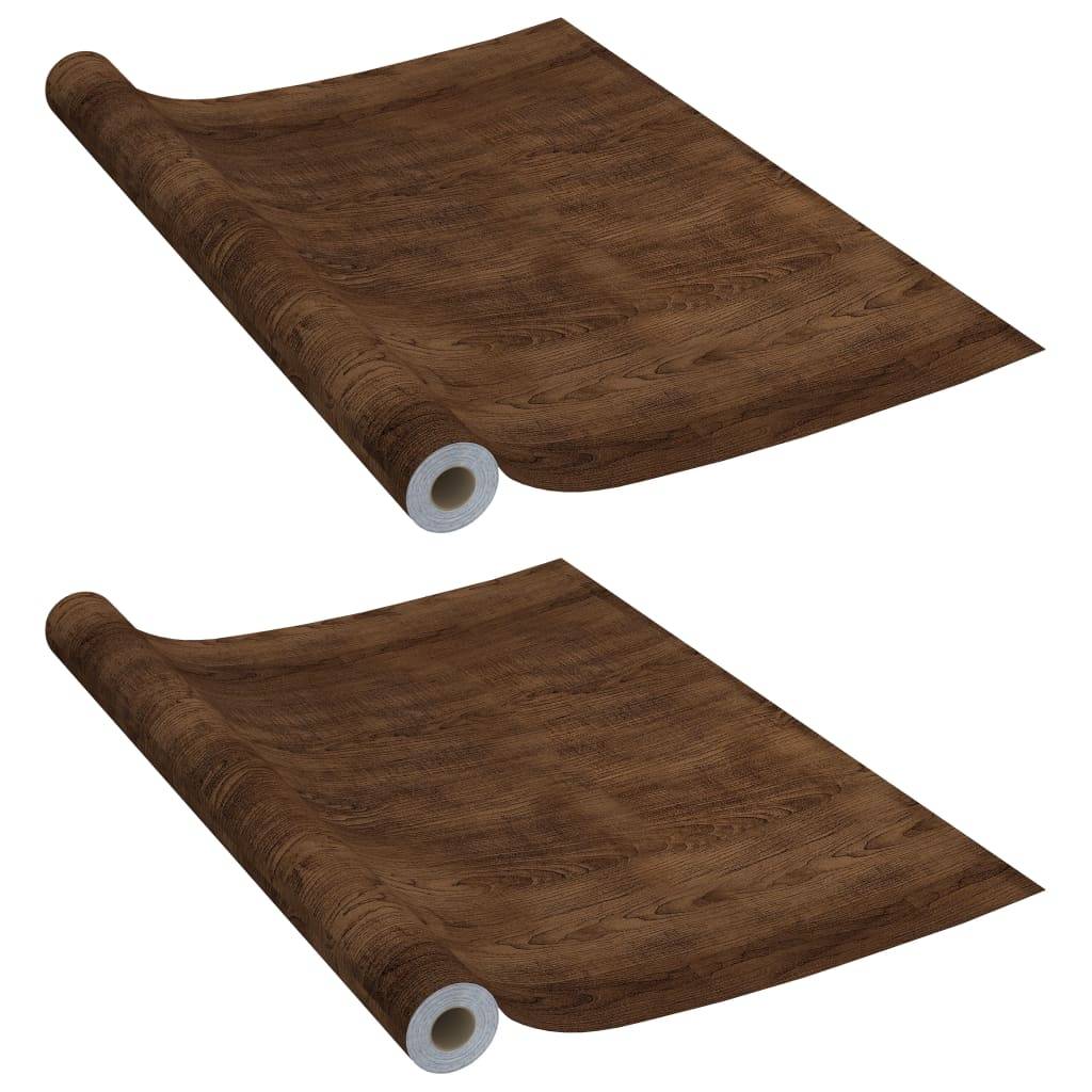 vidaXL Möbelfolien Selbstklebend 2 Stk. Dunkle Eiche 500x90 cm PVC