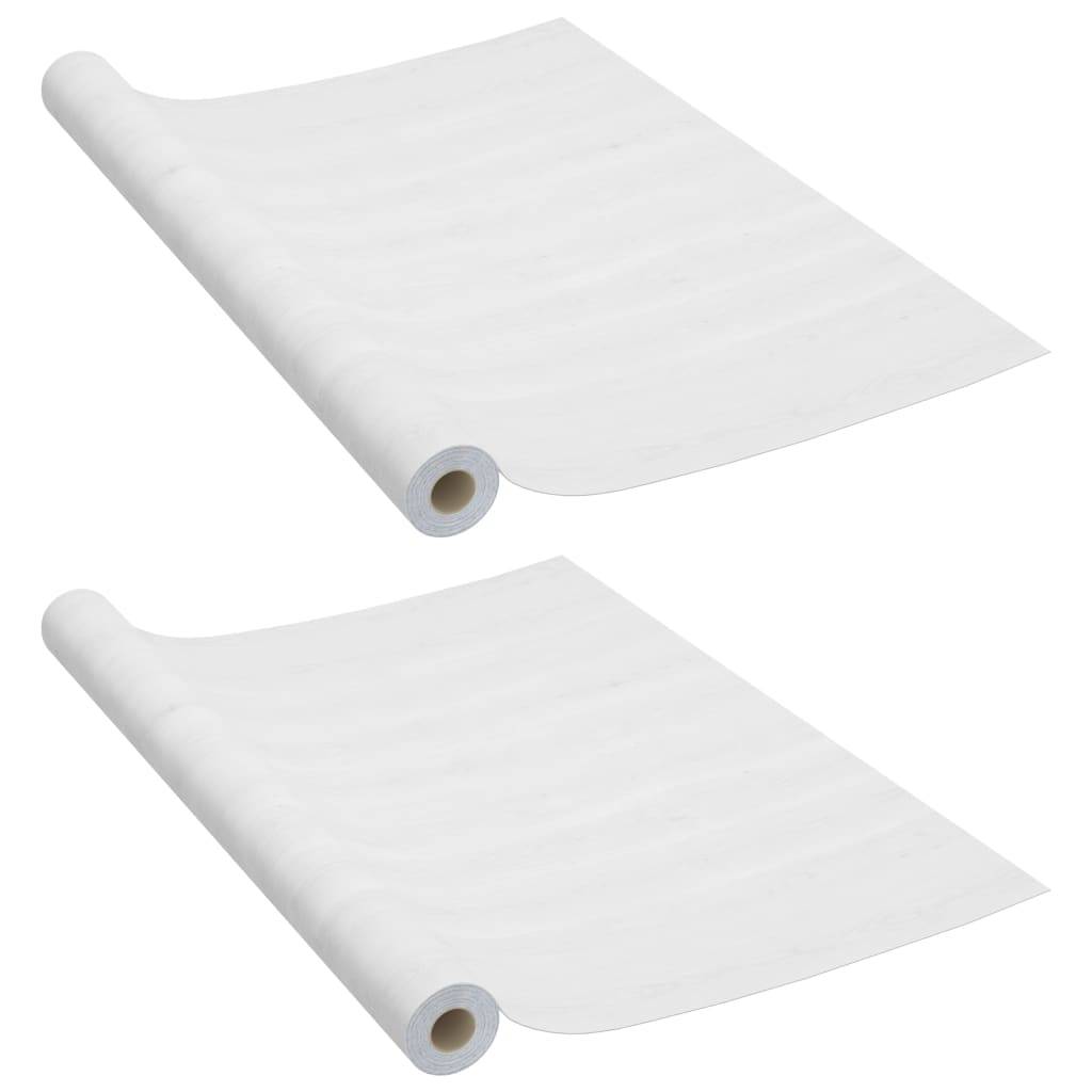 vidaXL Selbstklebende Türfolien 2 Stk. Weißes Holz 210 x 90 cm PVC