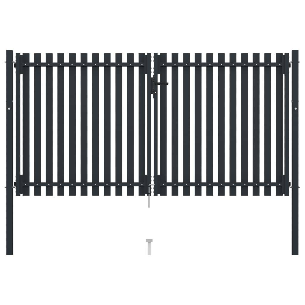 vidaXL Doppelflügel Zauntor Stahl 306x200 cm Anthrazit