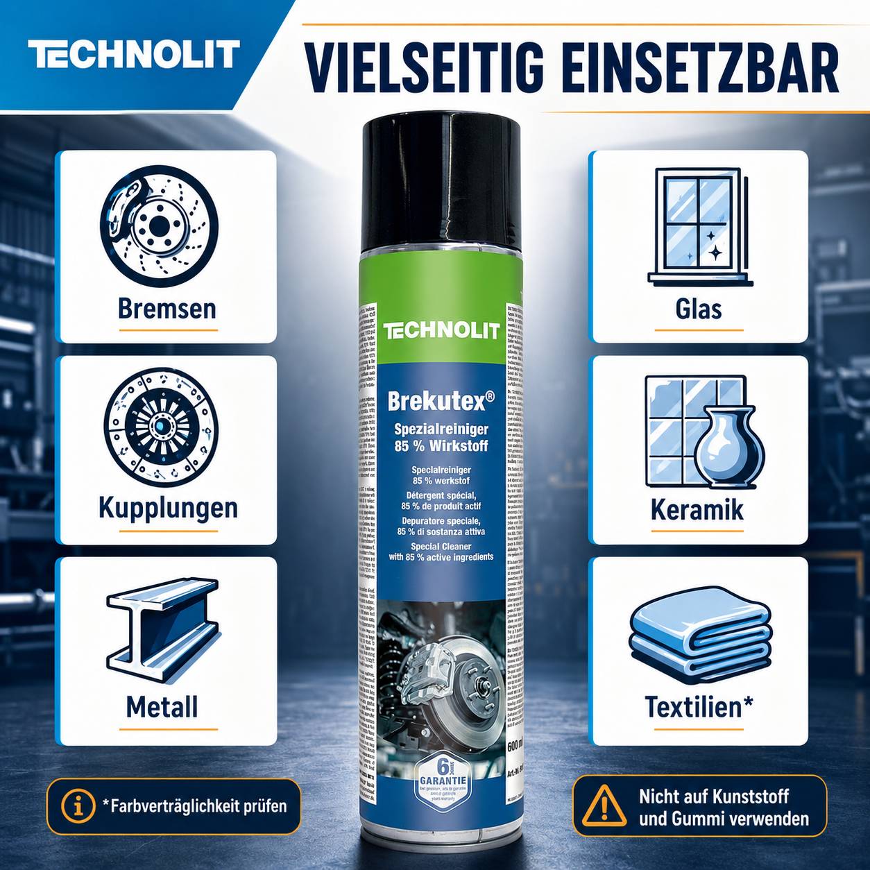 Technolit Brekutex Spezialreiniger Sprühdose mit der Bezeichnung „Vielseitig einsetzbar