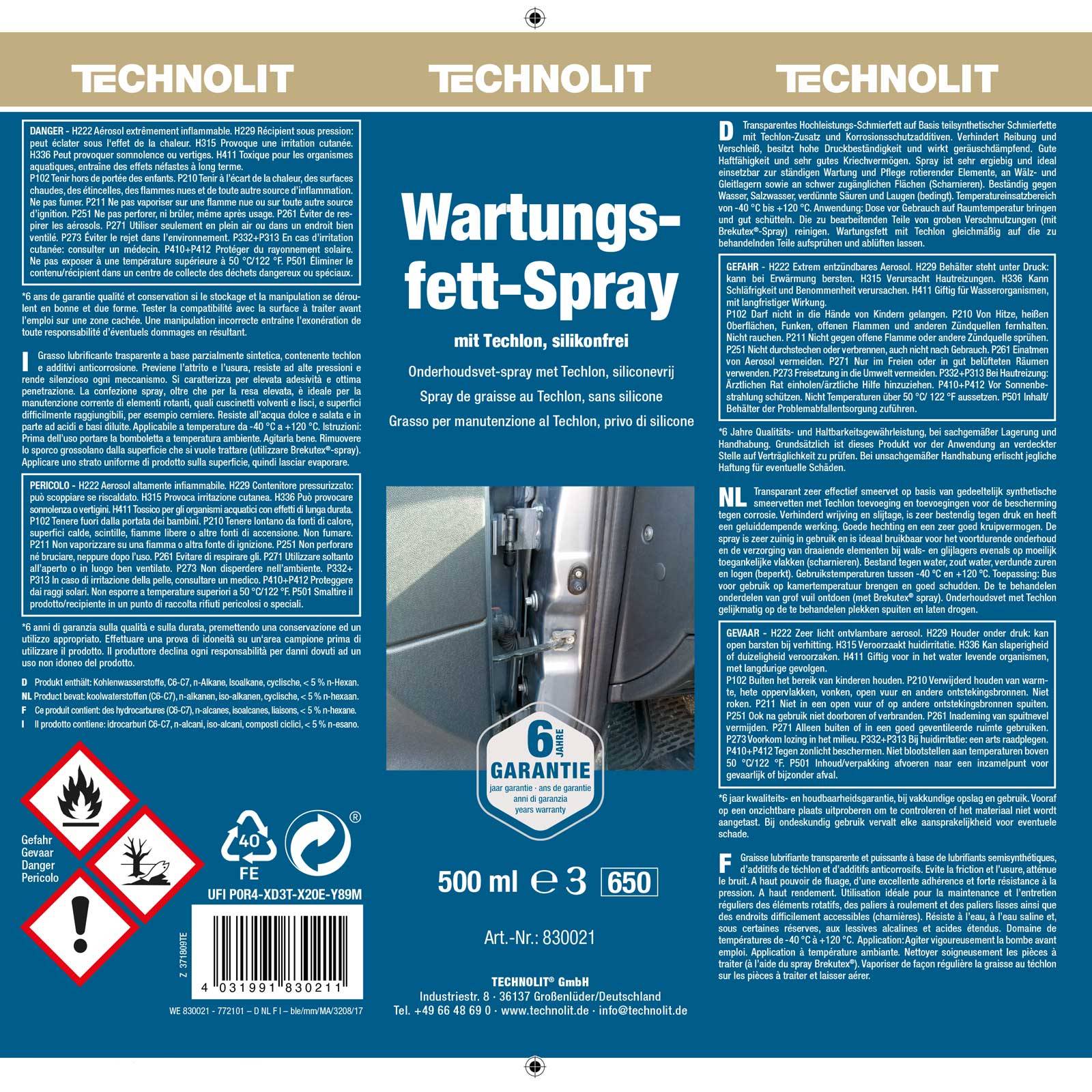 TECHNOLIT Wartungsfett-Spray 500 ml