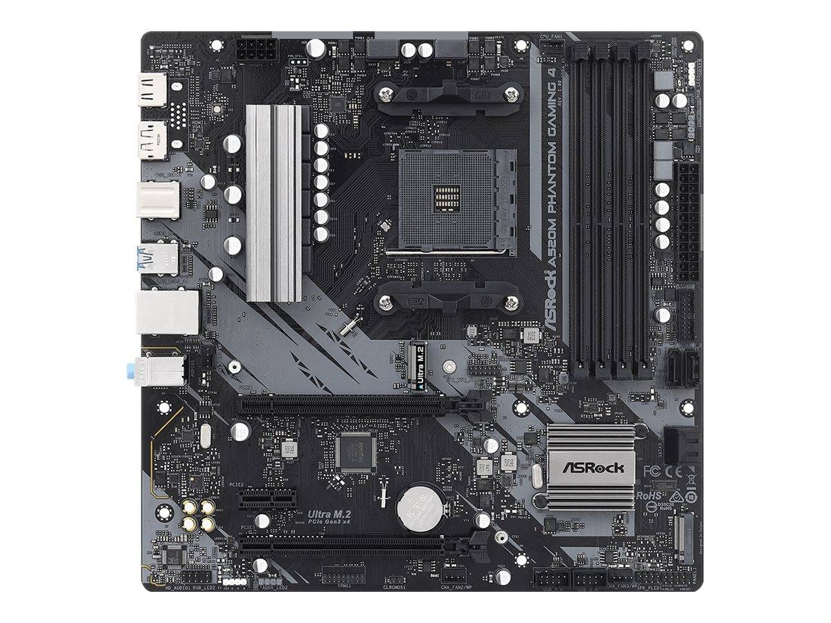 ASRock A520M Phantom Gaming 4 - Motherboard - micro ATX - Socket AM4 - AMD A520 Chipsatz - USB 3.2 Gen 1 - Gigabit LAN -