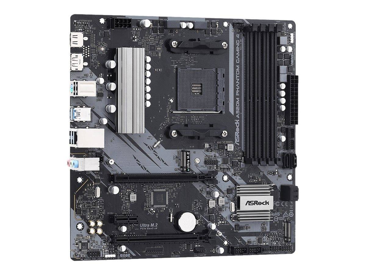ASRock A520M Phantom Gaming 4 - Motherboard - micro ATX - Socket AM4 - AMD A520 Chipsatz - USB 3.2 Gen 1 - Gigabit LAN -
