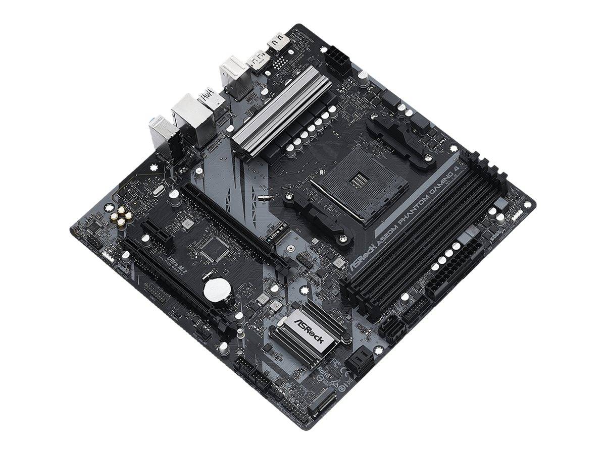 ASRock A520M Phantom Gaming 4 - Motherboard - micro ATX - Socket AM4 - AMD A520 Chipsatz - USB 3.2 Gen 1 - Gigabit LAN -