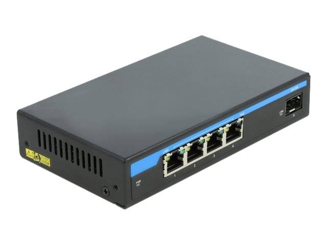 DeLOCK - Switch - 4 x 10/100/1000 (PoE+) + 1 x Gigabit SFP - Desktop - PoE+ (60 W)
