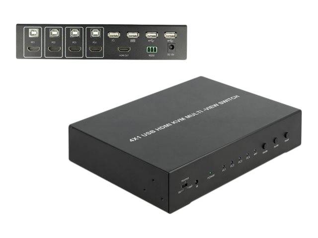 DeLOCK 4 in 1 Multiview - KVM-/Audio-/USB-Switch