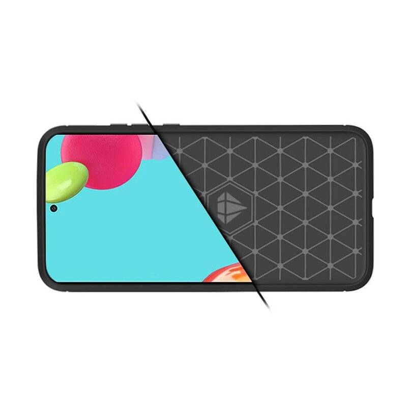 cofi1453® Silikon Hülle Bumper Carbon kompatibel mit SAMSUNG GALAXY A72 (A725F) Case TPU Soft Handyhülle Cover Schwarz